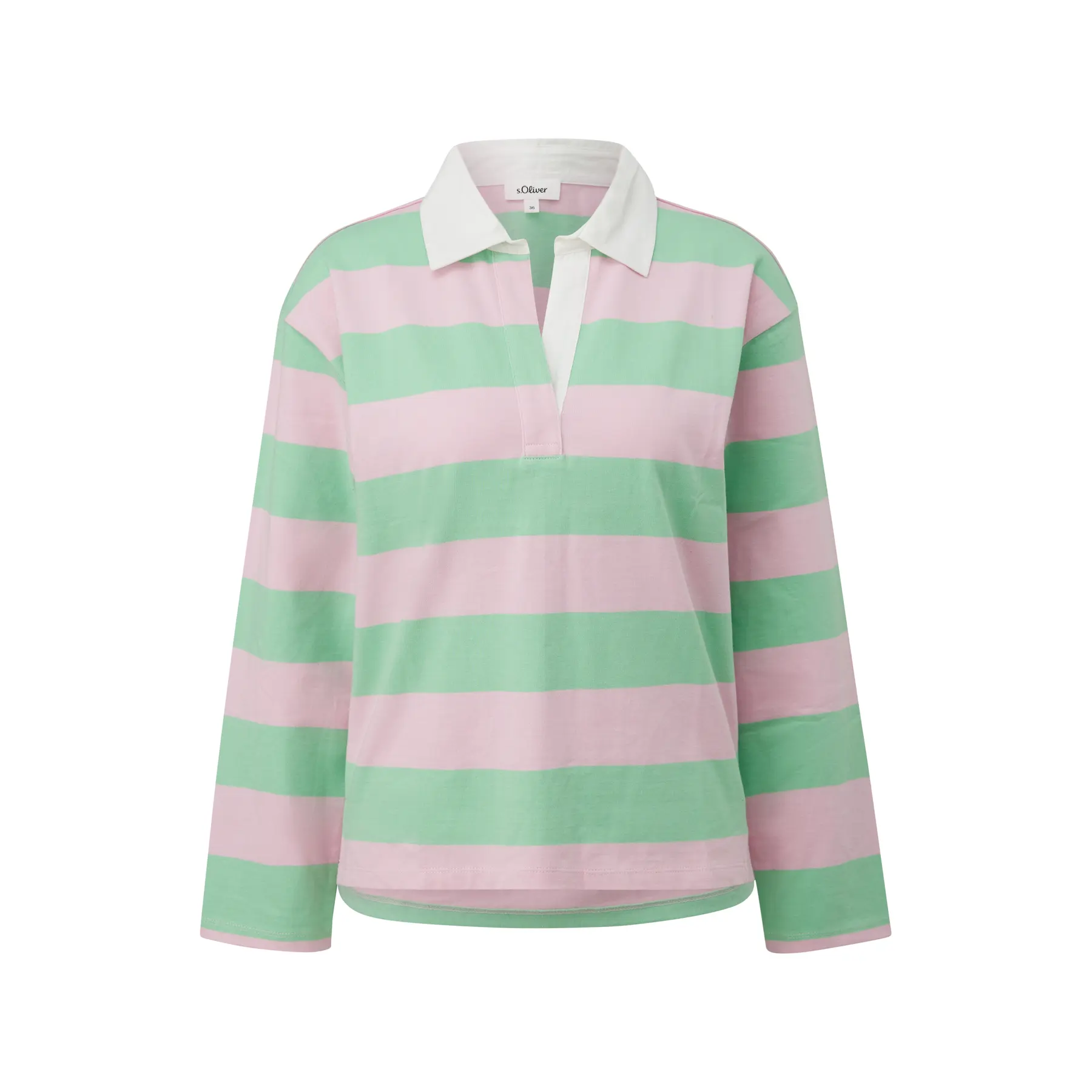 Gestreifter Baumwollpullover mit Hemdkragen im Preppy-Stil für Damen s.Oliver