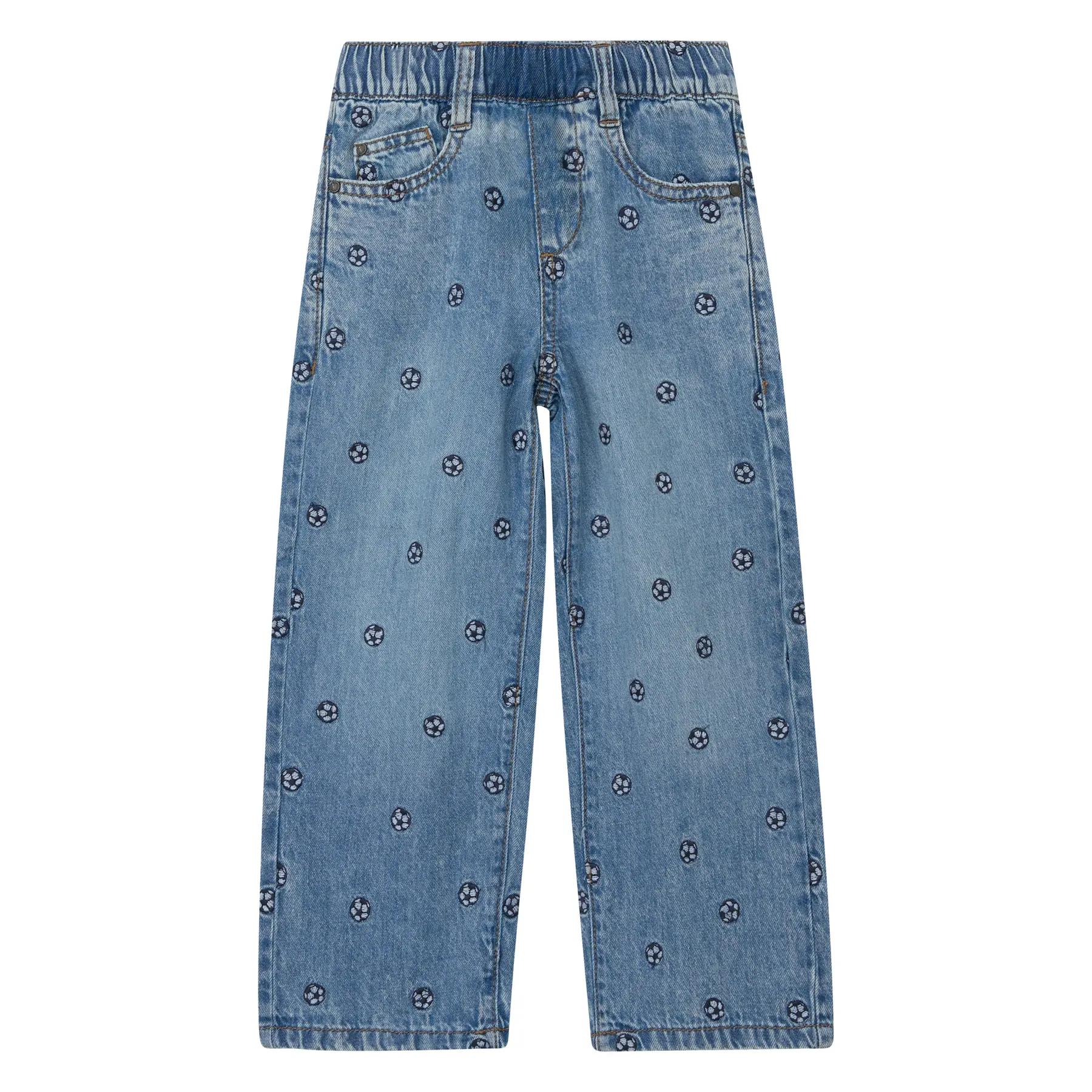 Jeans baggy à enfiler coupe décontractée taille mi-haute jambe large broderie all-over enfant s.Oliver Jeans baggy à enfiler coupe décontractée taille mi-haute jambe large broderie all-over enfant s.Oliver