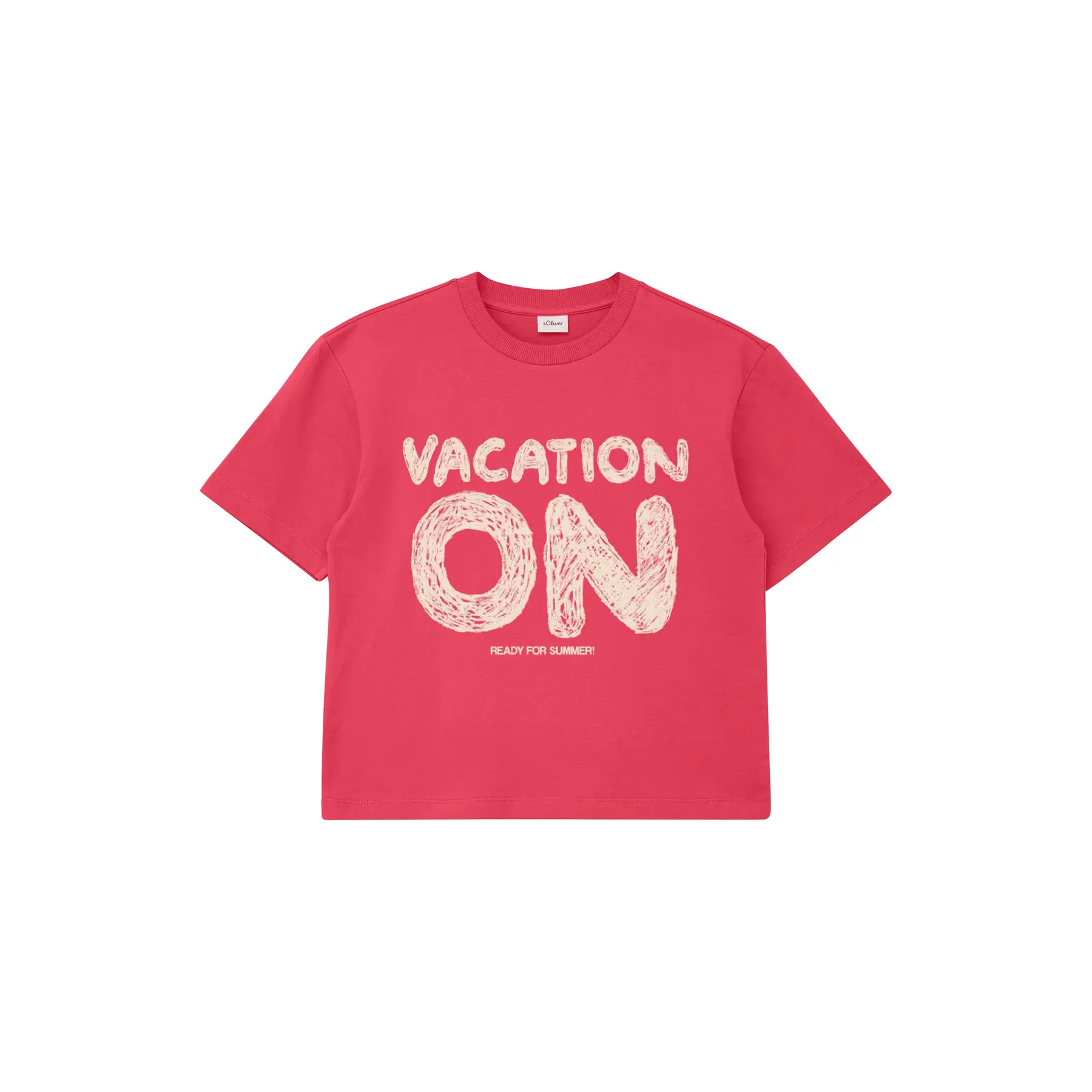 T-shirt met vierkante uitsnijding en rubberen print voor meisjes s.Oliver