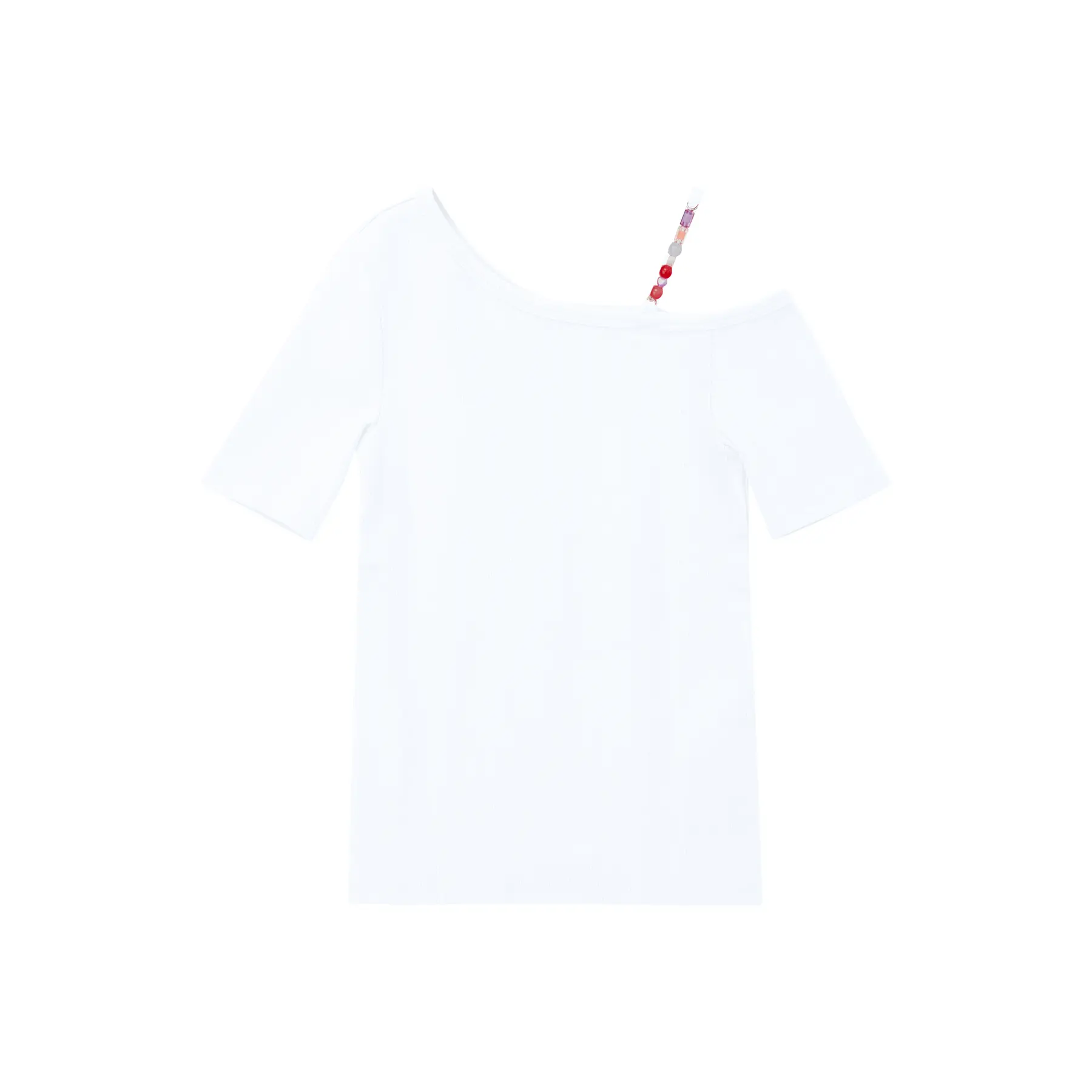 T-shirt a coste con scollatura asimmetrica con perle fantasia ragazza s.Oliver