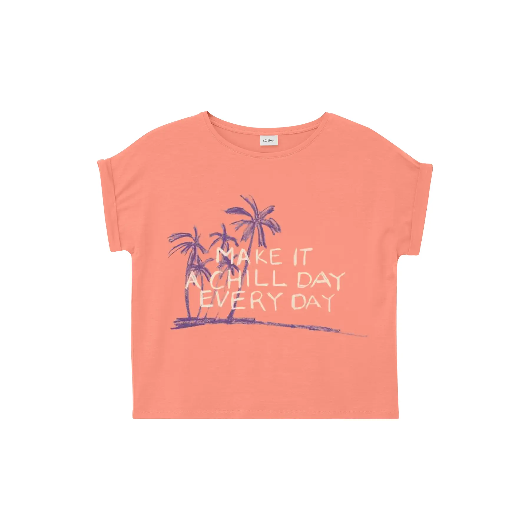 V-Ausschnitt T-Shirt mit gummiartigem Druck Mädchen s.Oliver