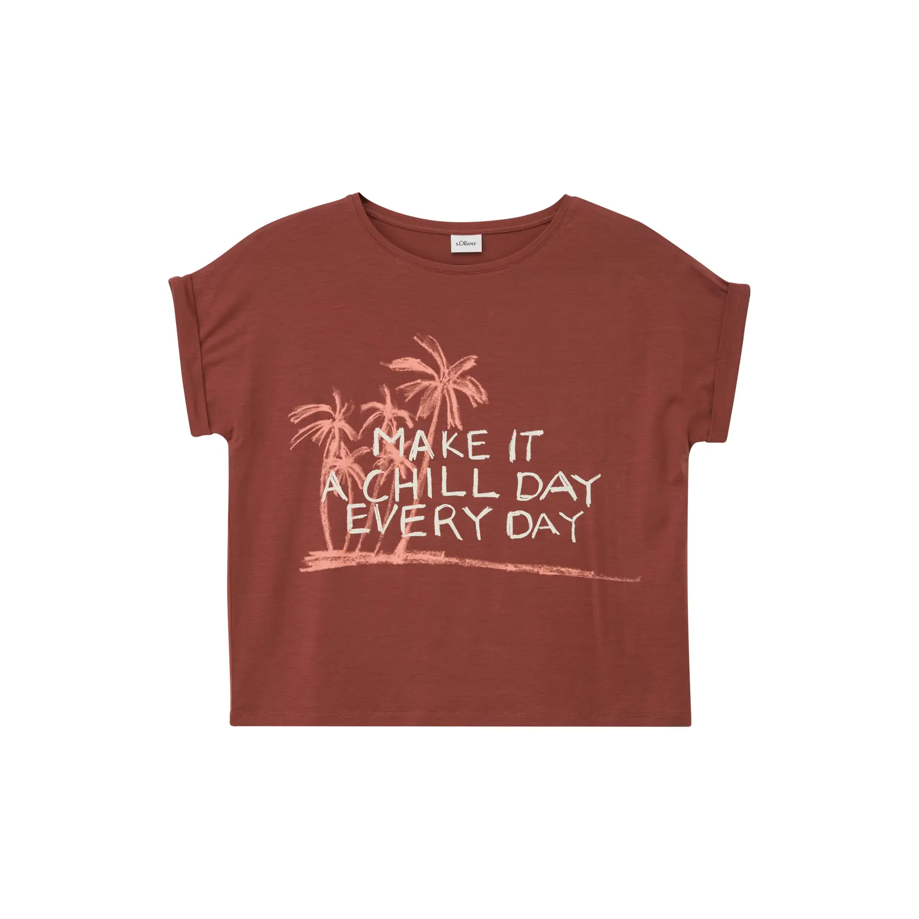 V-Ausschnitt T-Shirt mit gummiartigem Druck Mädchen s.Oliver
