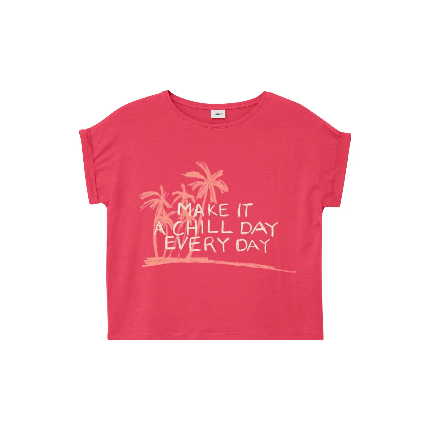 V-Ausschnitt T-Shirt mit gummiartigem Druck Mädchen s.Oliver