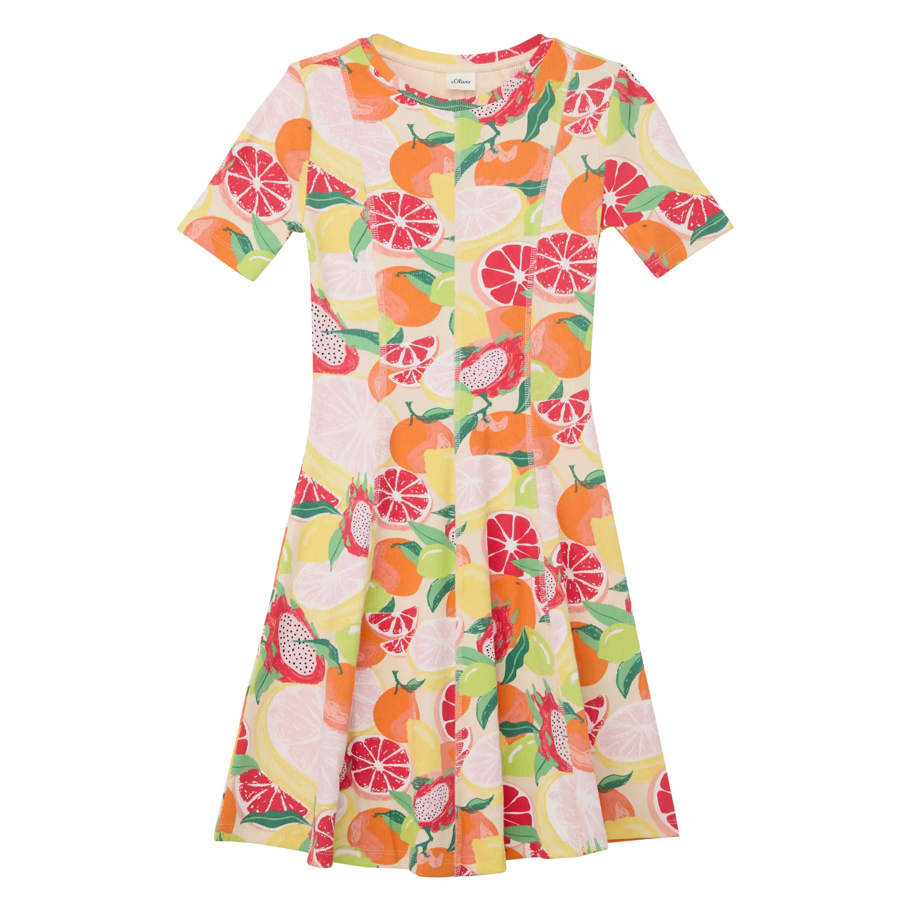 Robe à manches courtes en maille côtelée élastique fille s.Oliver