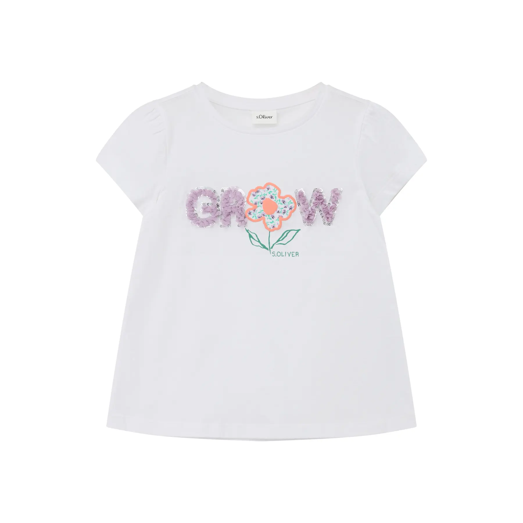 T-shirt avec imprimé devant, fronces et application de sequins fille s.Oliver