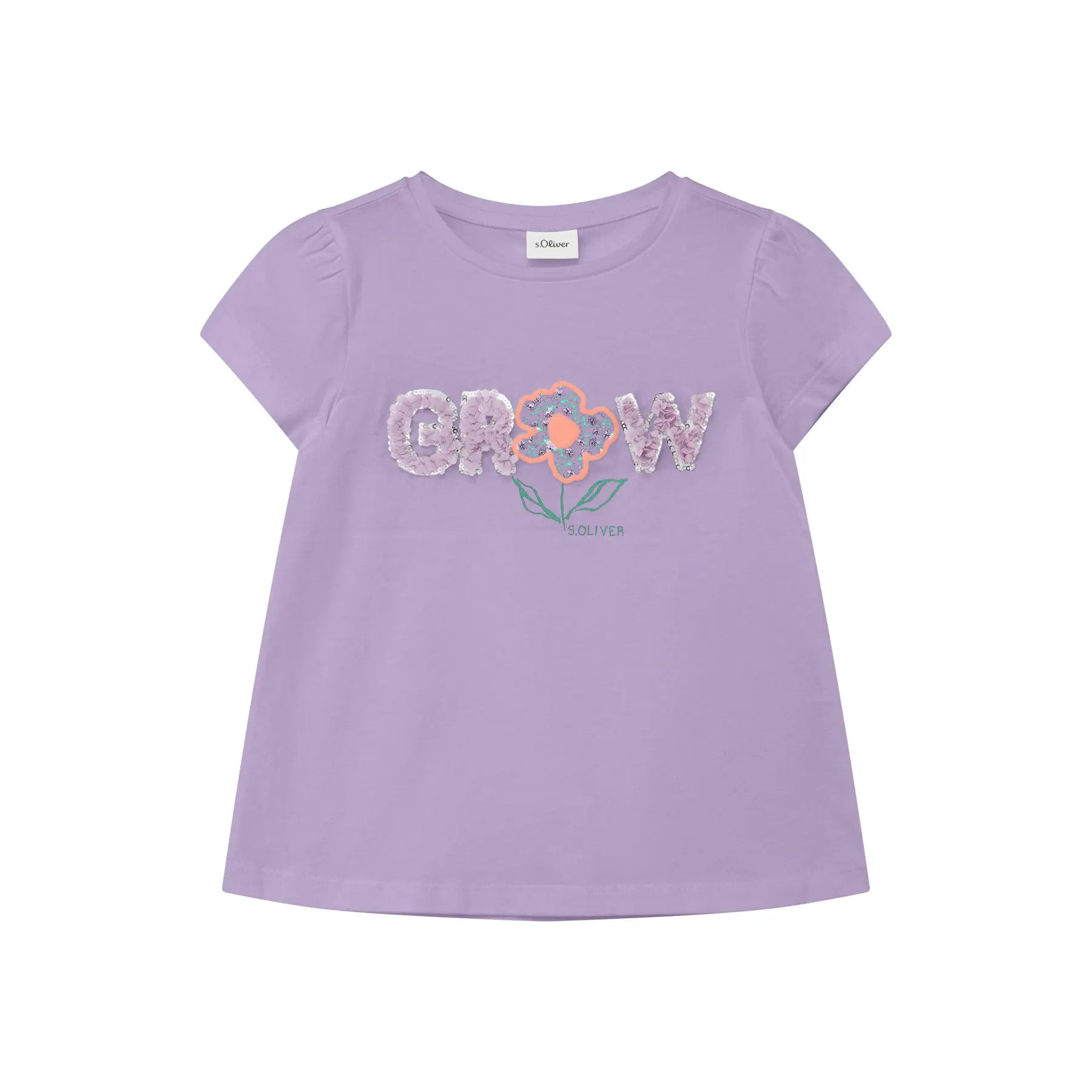 T-shirt avec imprimé devant, fronces et application de sequins fille s.Oliver