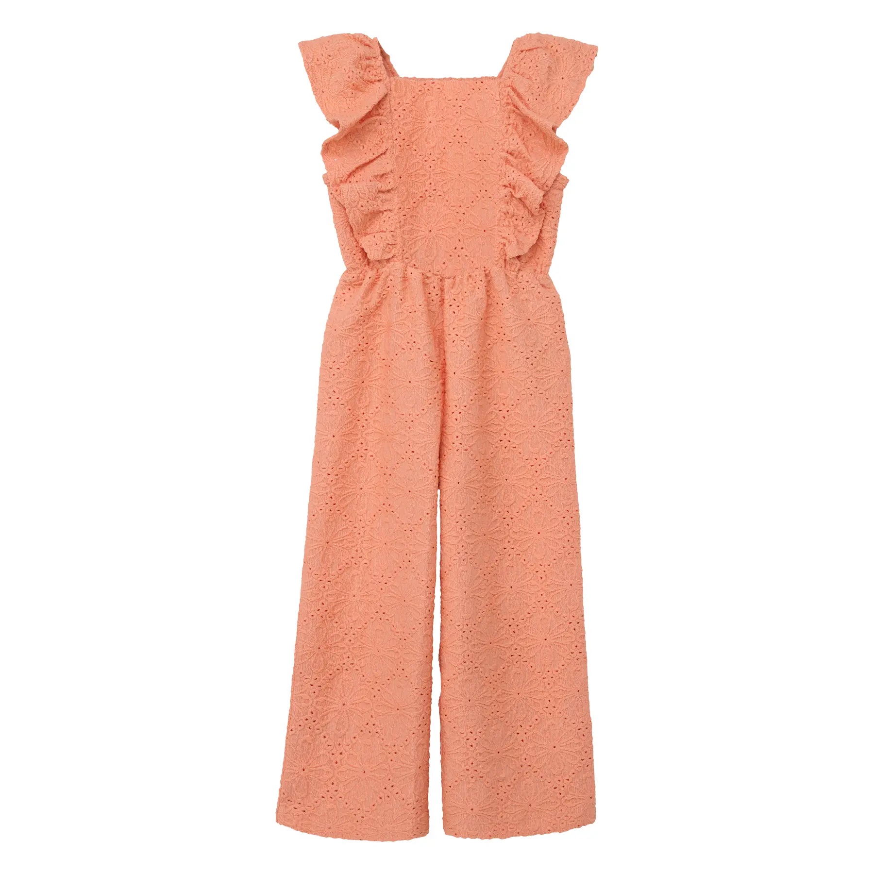 Mädchen Strickoverall mit Blumenmuster und Flügelärmeln s.Oliver