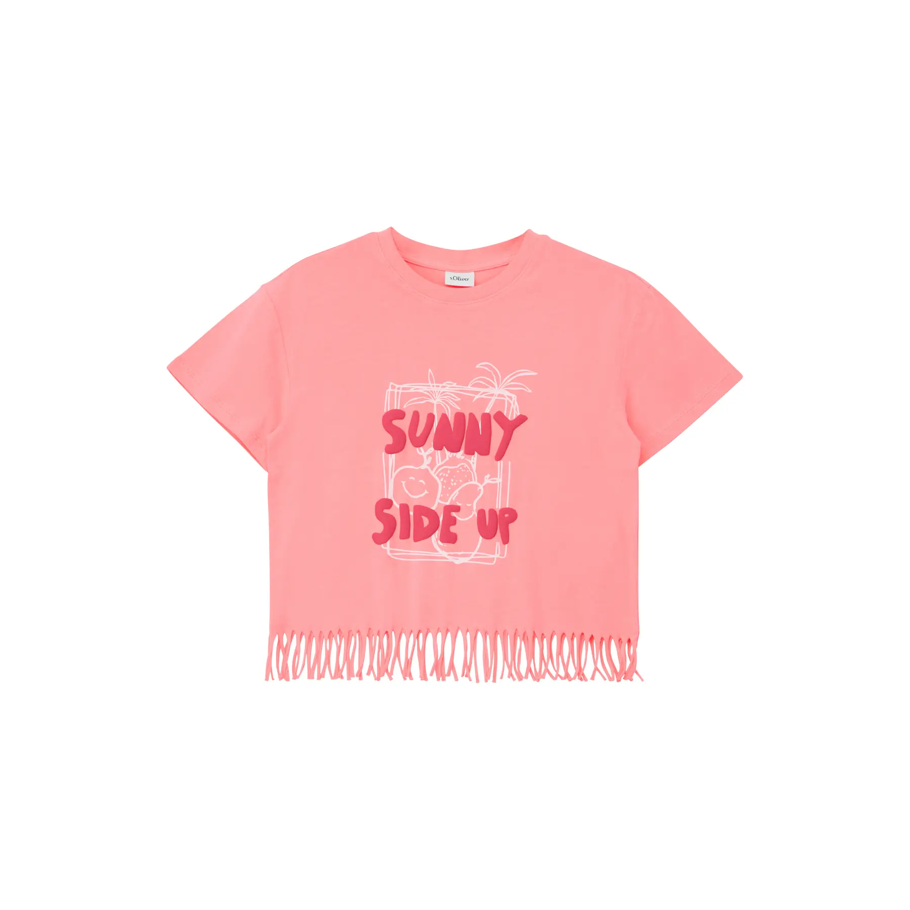 T-shirt Oversize con frange e stampa Foam ragazza s.Oliver