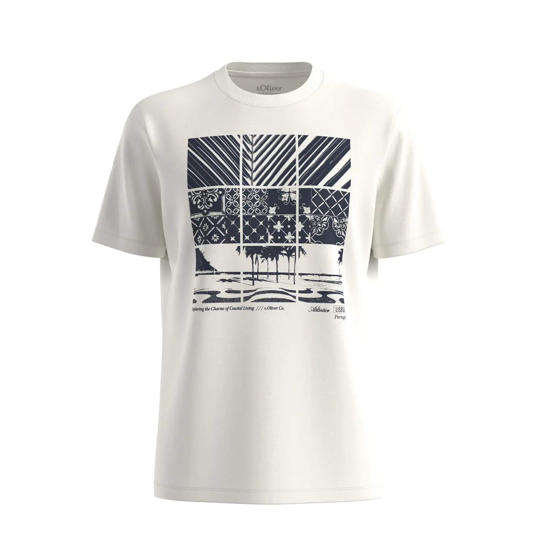 T-shirt morbido in cotone con stampa frontale e bordo a costine s.Oliver