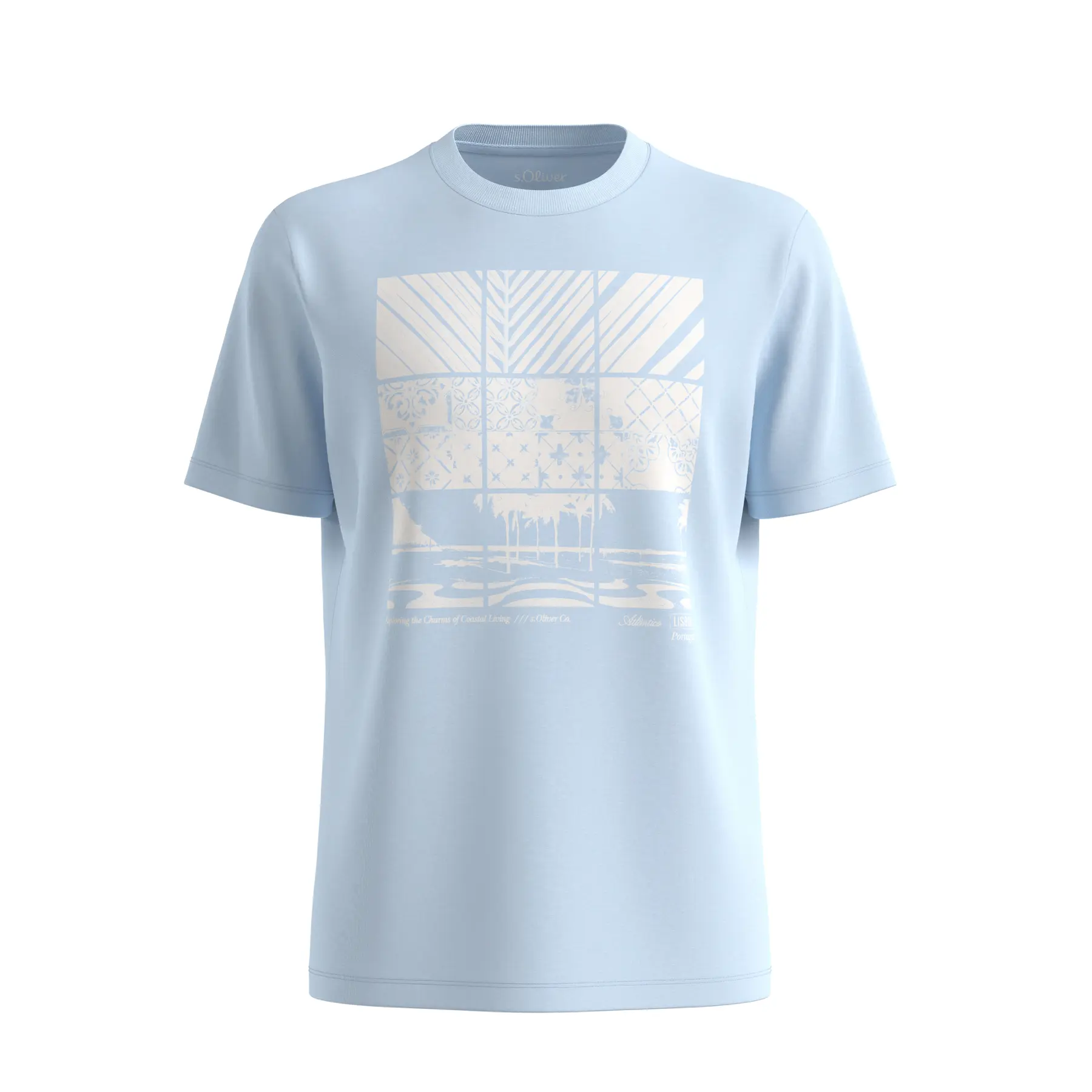 T-shirt morbido in cotone con stampa frontale e bordo a costine s.Oliver