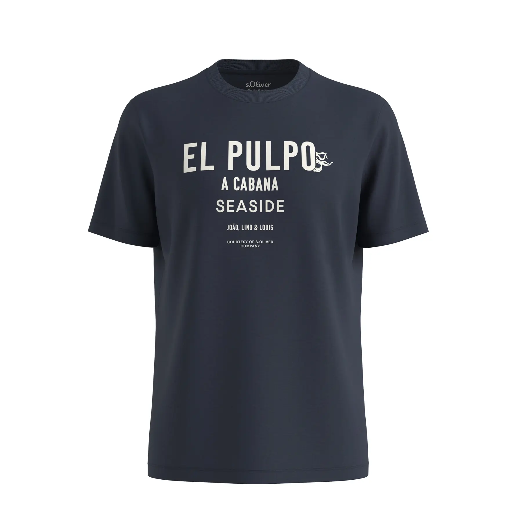 T-shirt morbido in cotone con stampa frontale e bordo a costine s.Oliver