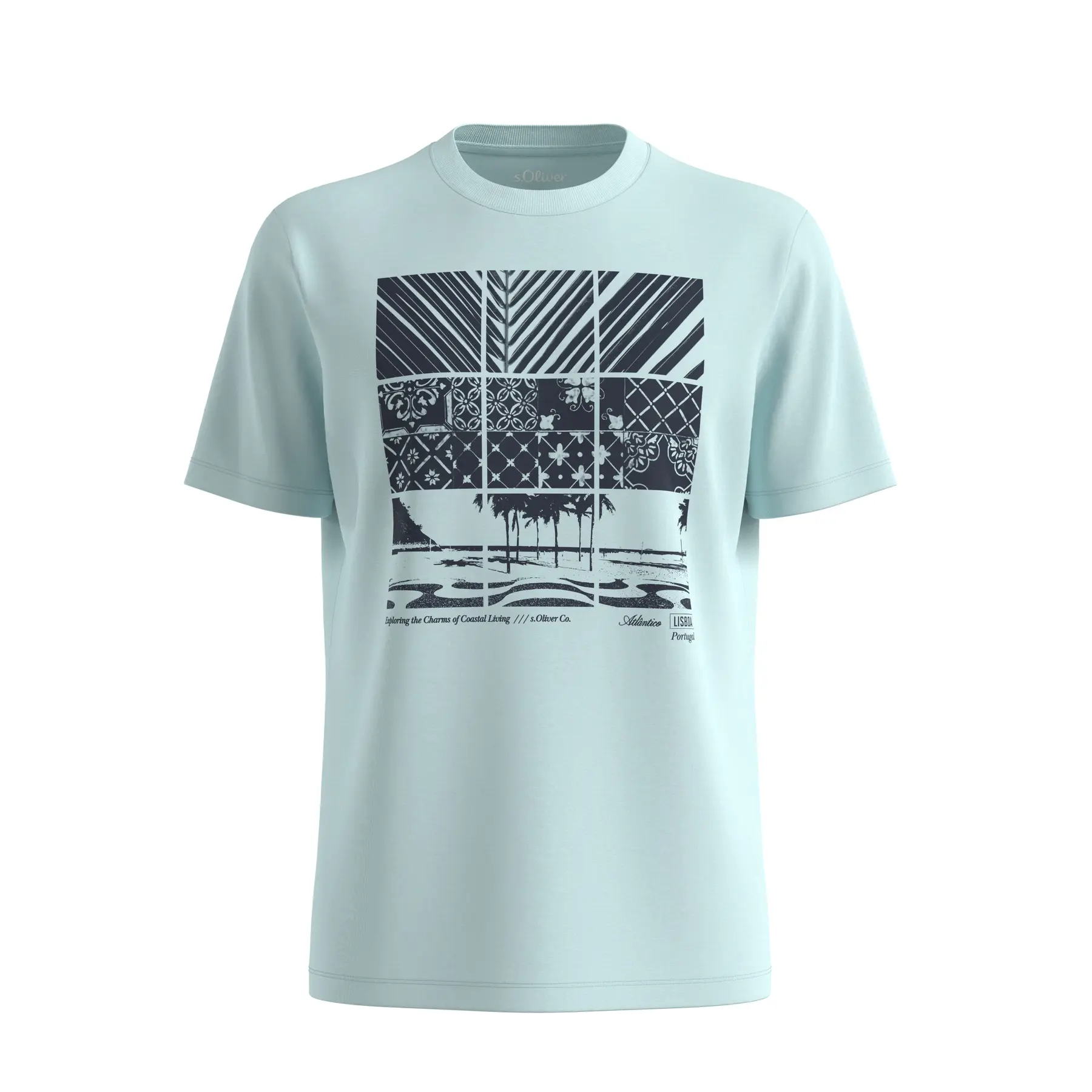 T-shirt morbido in cotone con stampa frontale e bordo a costine s.Oliver