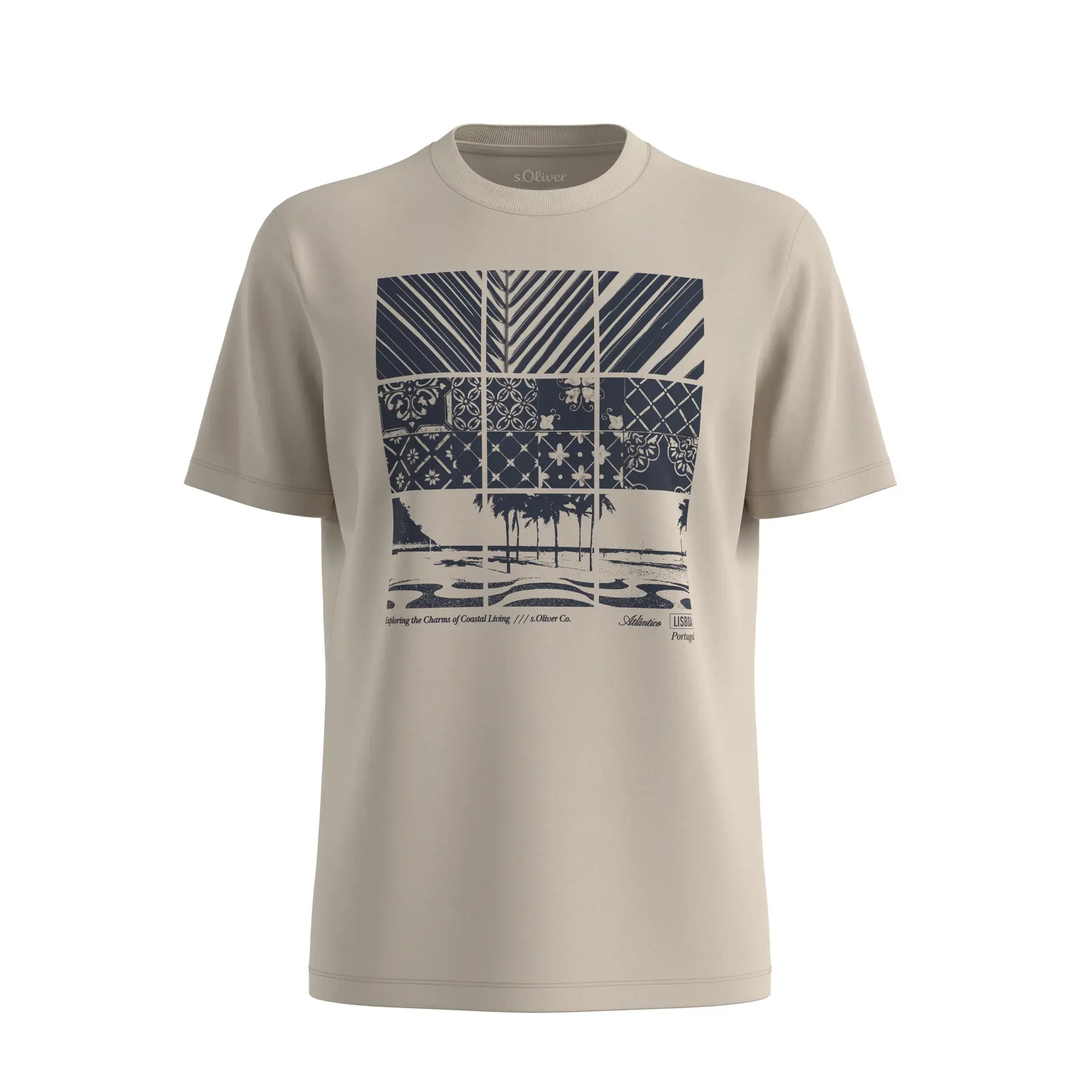 T-shirt morbido in cotone con stampa frontale e bordo a coste motivo artistico s.Oliver