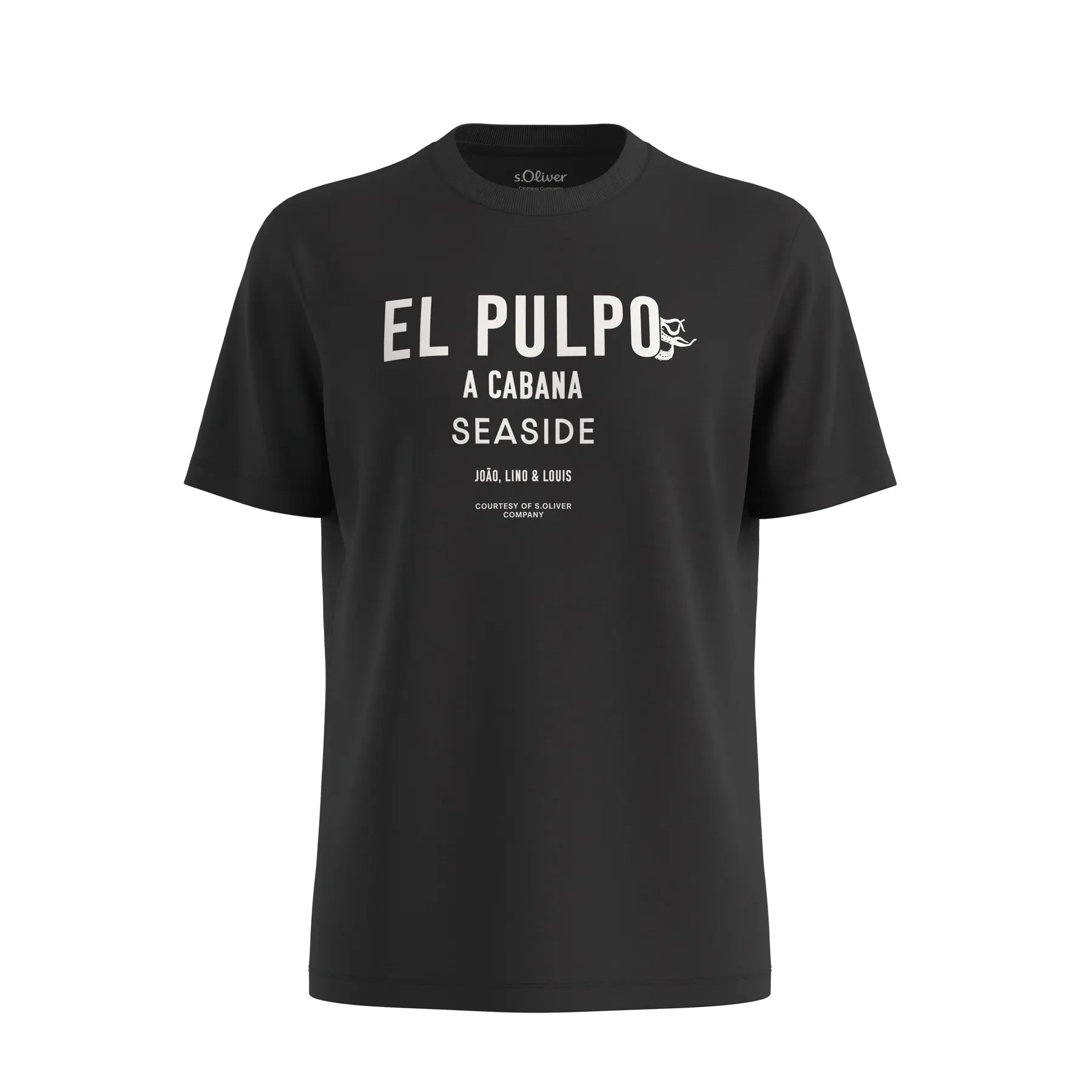T-shirt morbido in cotone con stampa frontale e bordo a costine s.Oliver