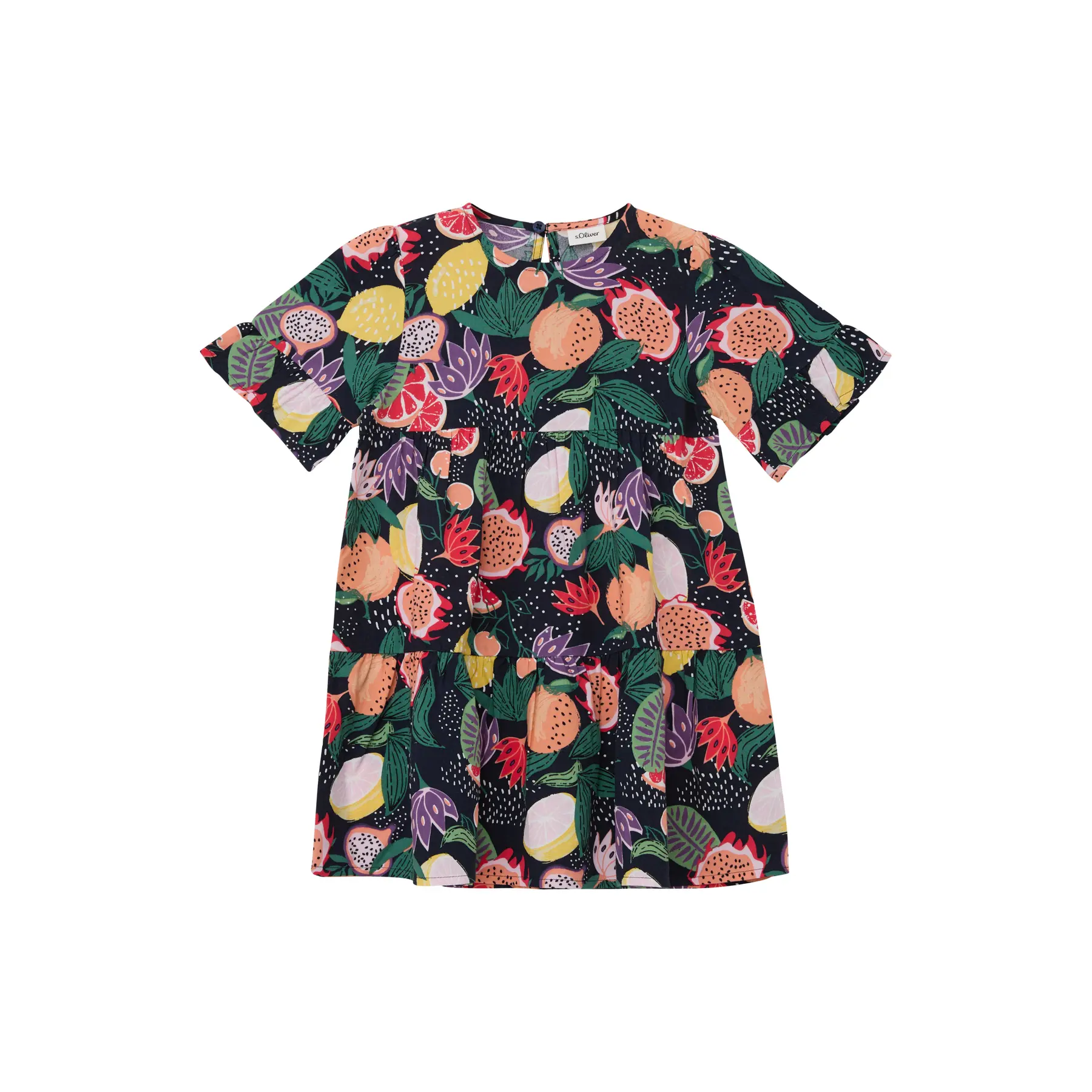 Robe courte en viscose ligne A avec col rond fille s.Oliver