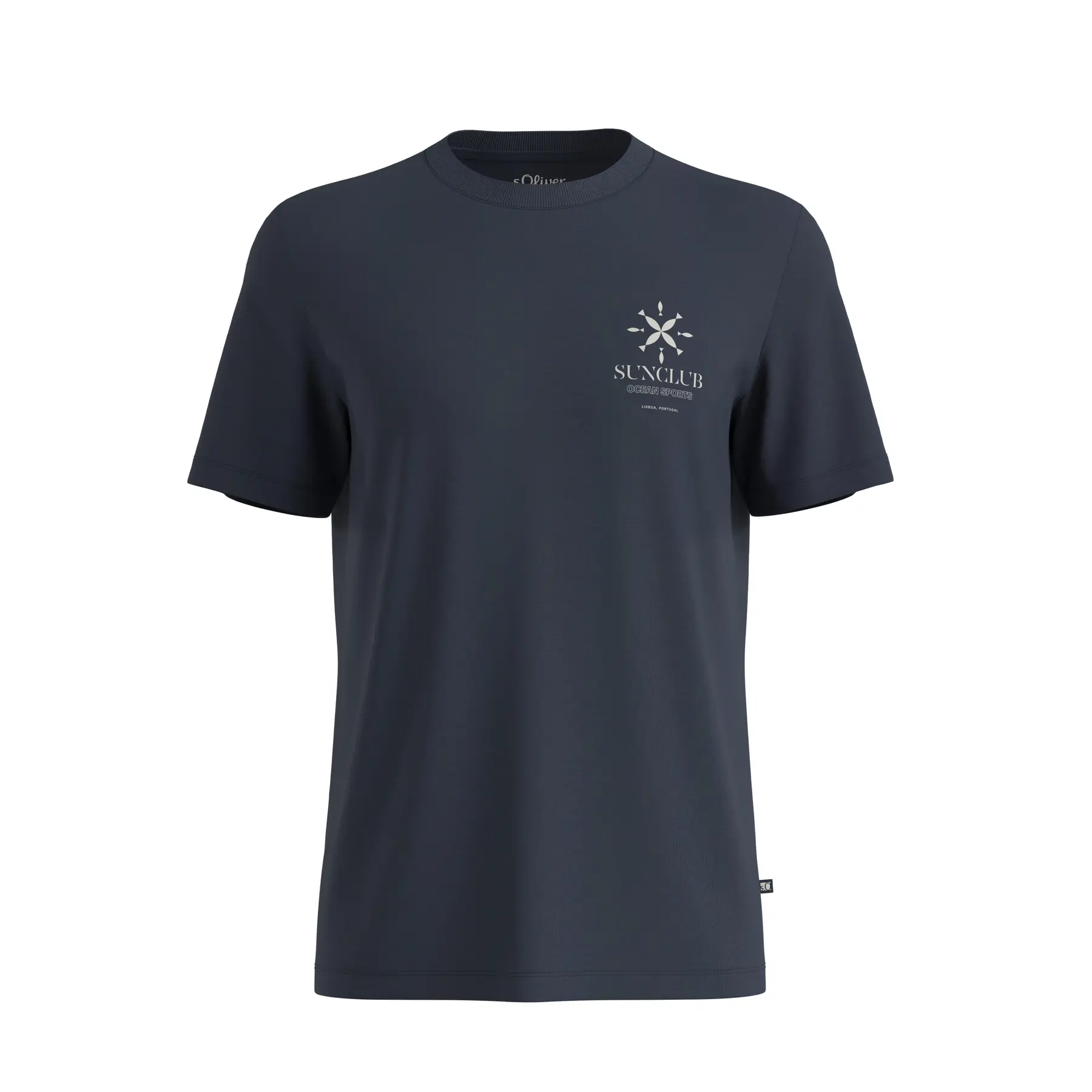 Weiches Baumwoll-T-Shirt mit Druck vorne und geripptem Saum s.Oliver