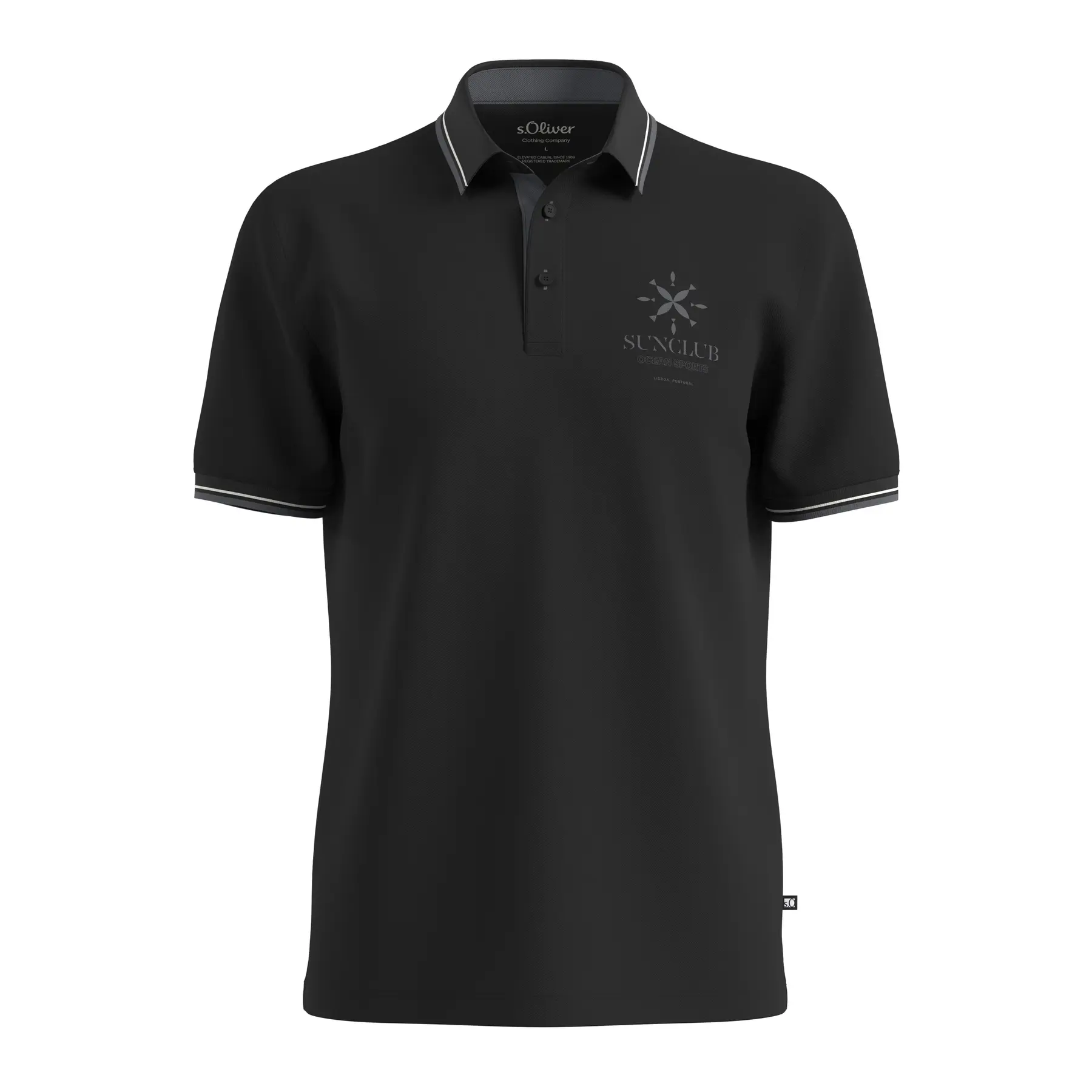 Strukturiertes Baumwoll-Piqué-Poloshirt mit Frontdruck s.Oliver
