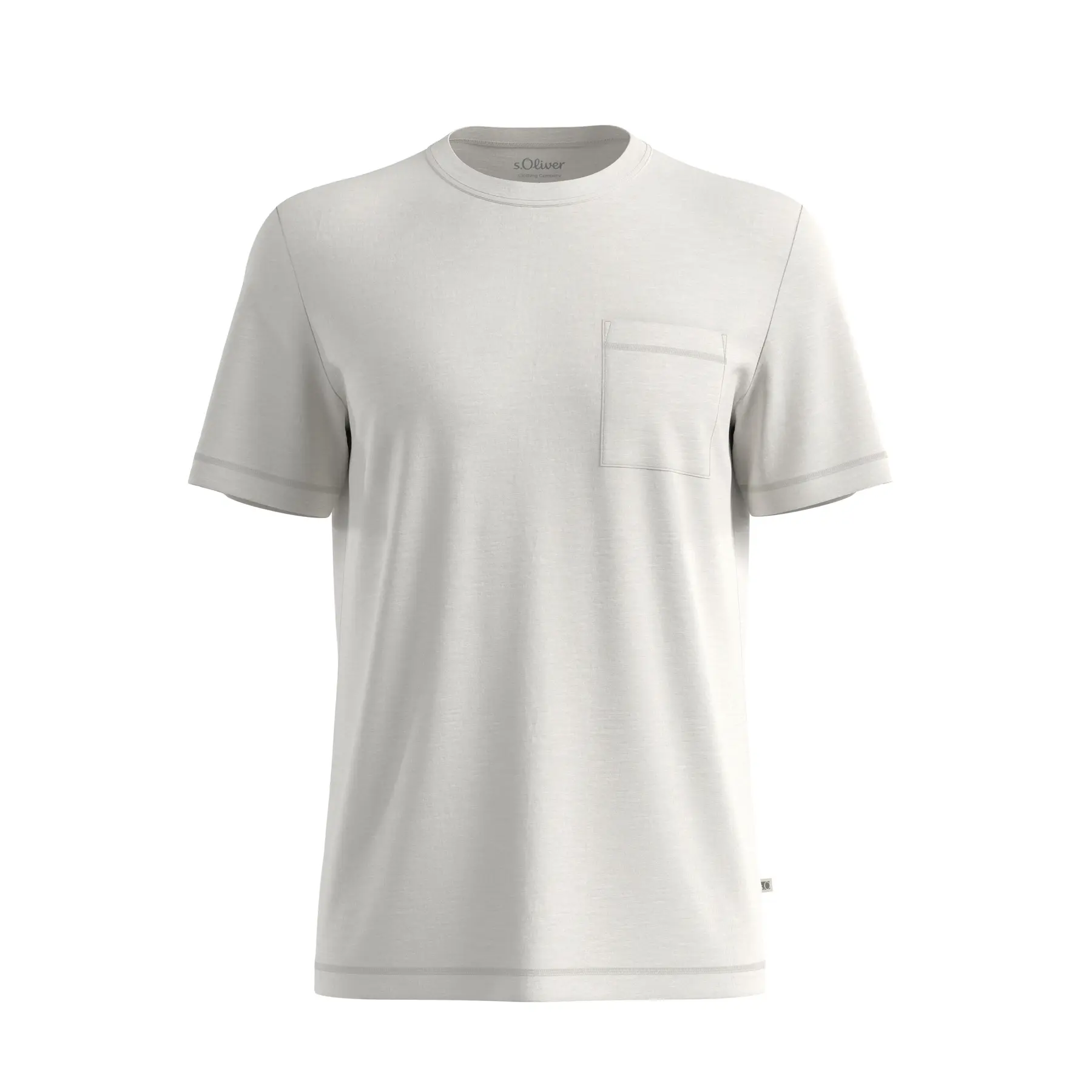 T-shirt in cotone misto con tasca sul petto e patch logo s.Oliver