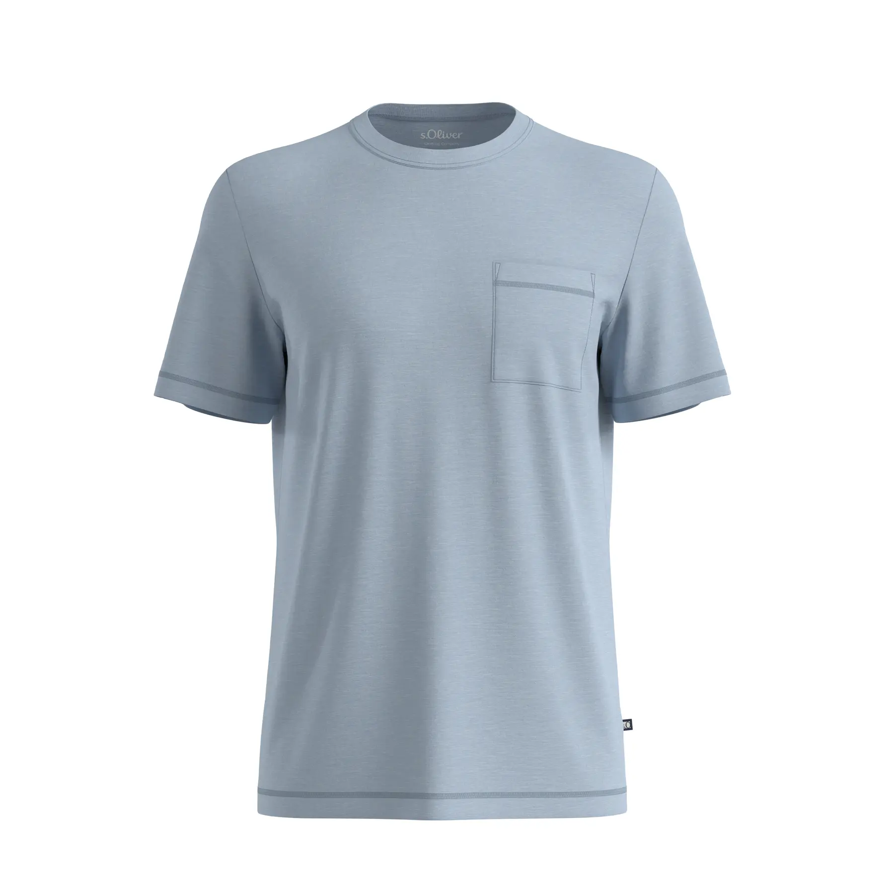 T-shirt in cotone misto con tasca sul petto e patch logo s.Oliver