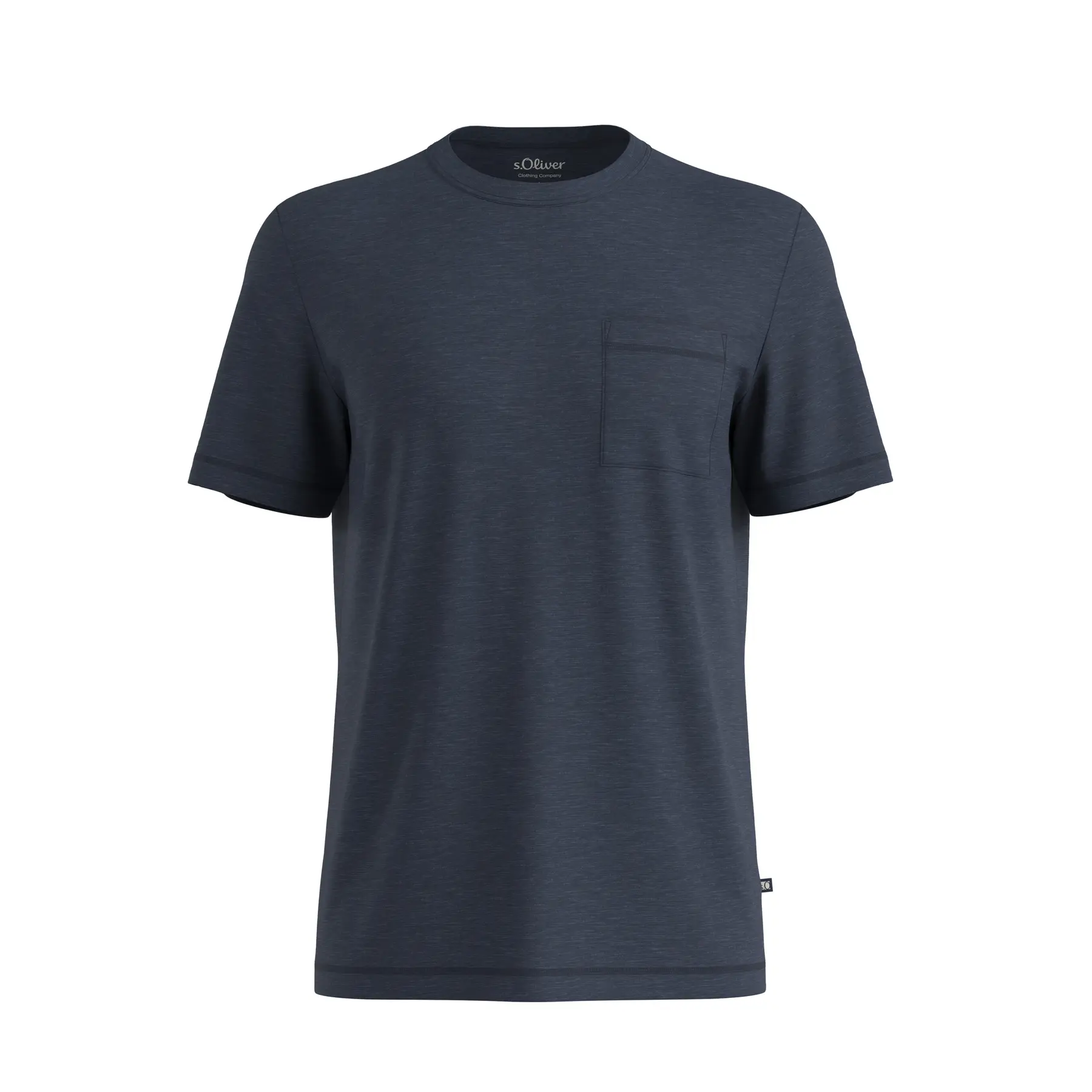 T-shirt in cotone misto con tasca sul petto e patch logo s.Oliver