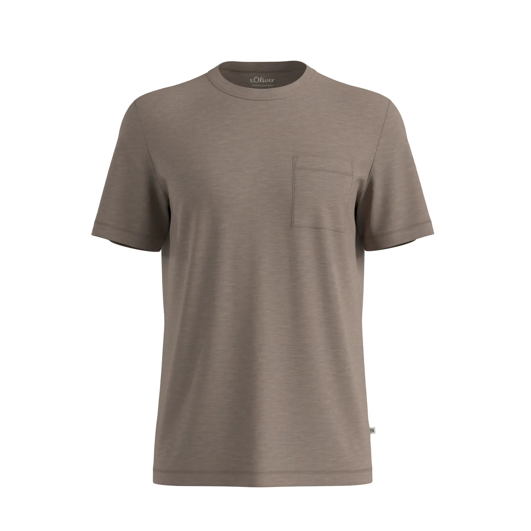 T-shirt in cotone misto con tasca sul petto e patch logo s.Oliver