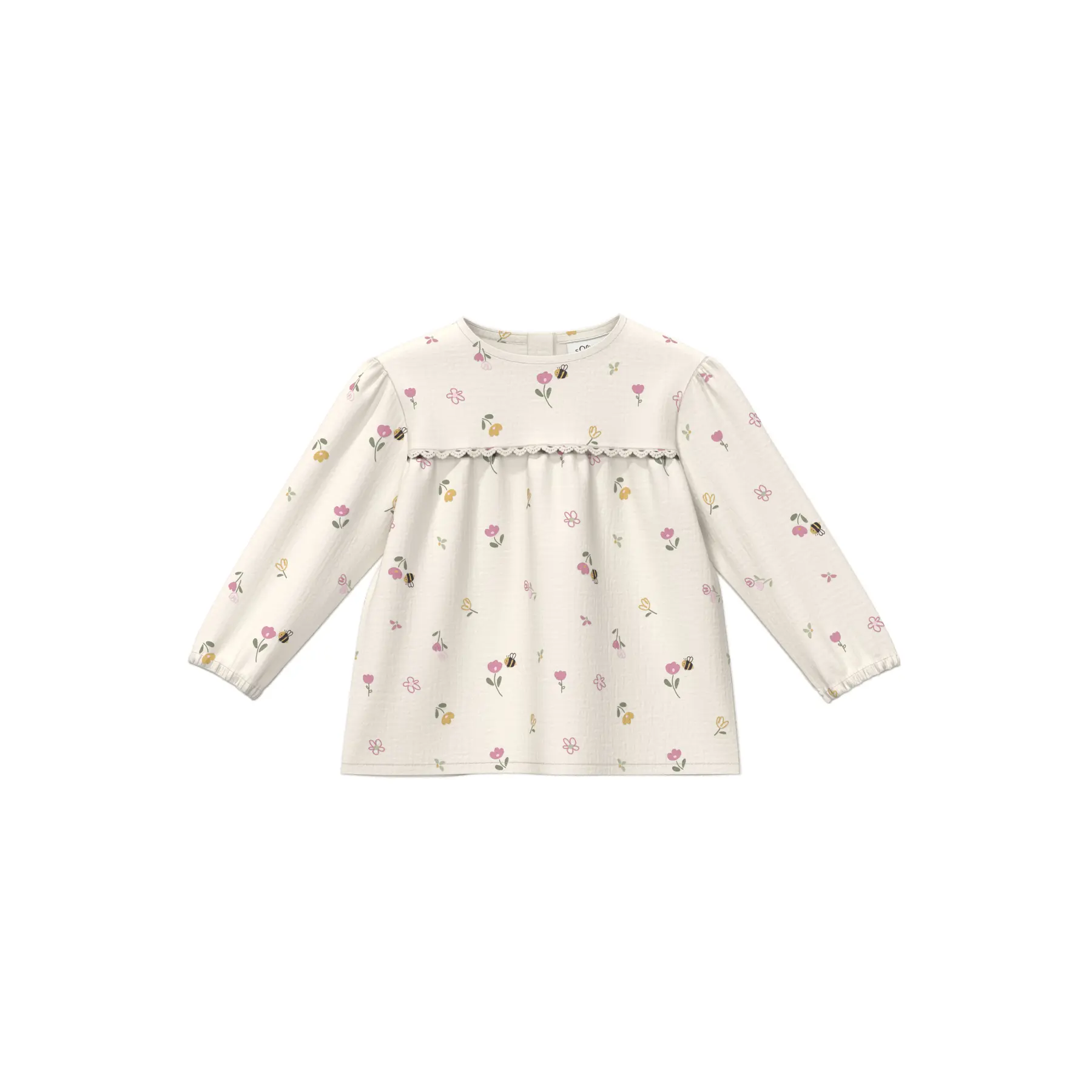 Trapeze-vorm Blouse van dubbele gaze met all-over print en poffende mouwen voor baby s.Oliver