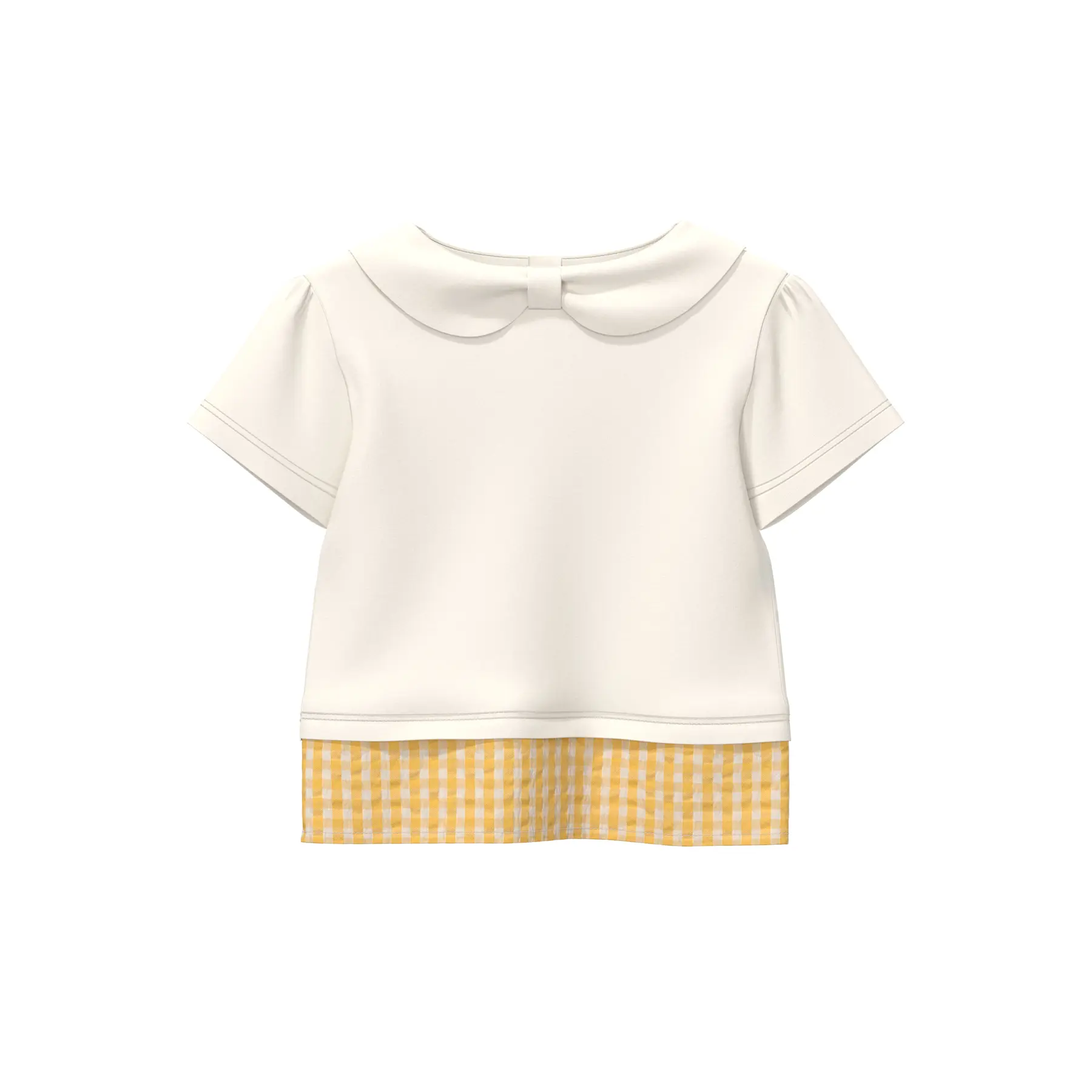 T-Shirt mit Peter-Pan-Kragen und Puffärmeln mit Karo-Einsatz in der Taille für Babys s.Oliver
