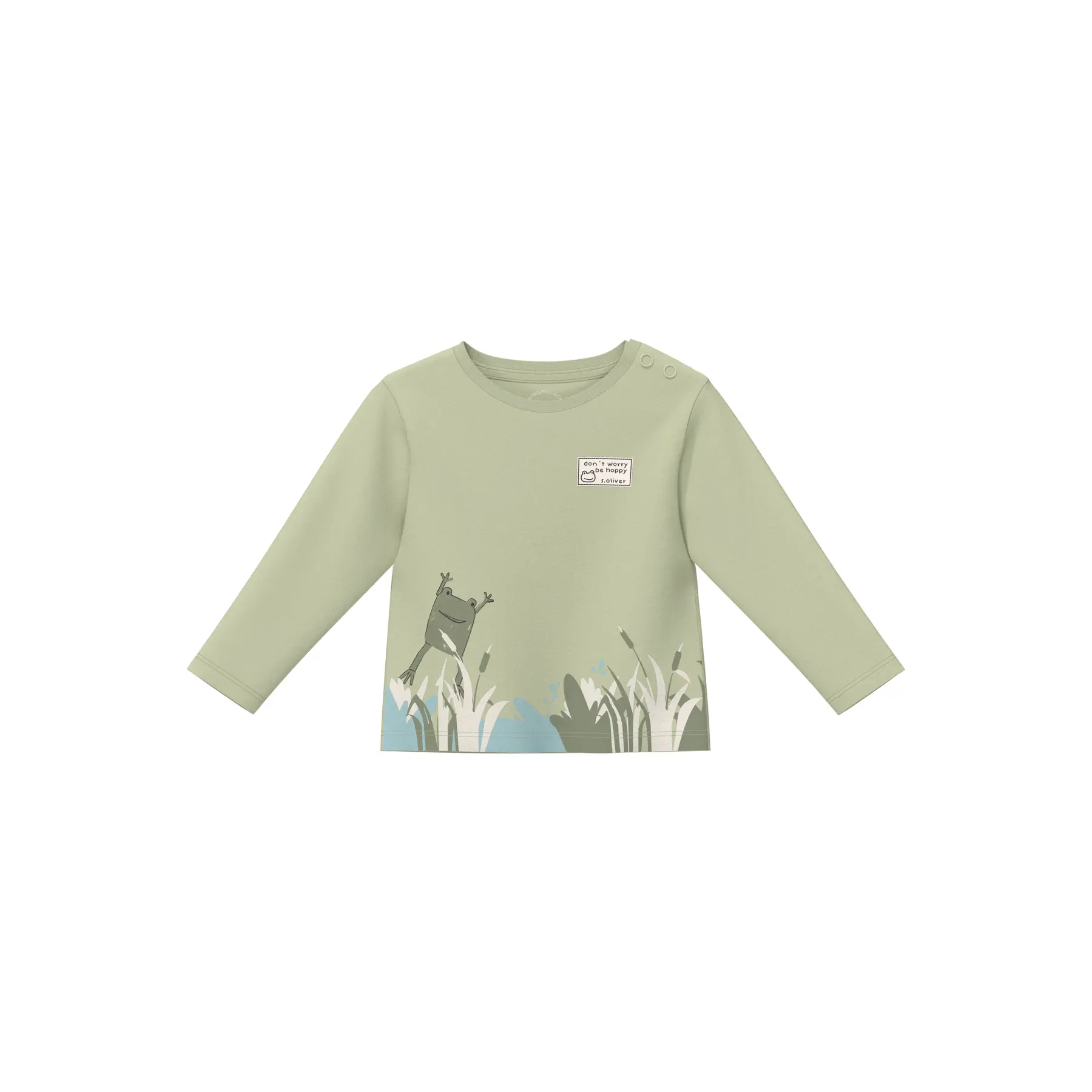 Langarm-T-Shirt mit Frontdruck und Druckknöpfen an den Seiten für Babys s.Oliver