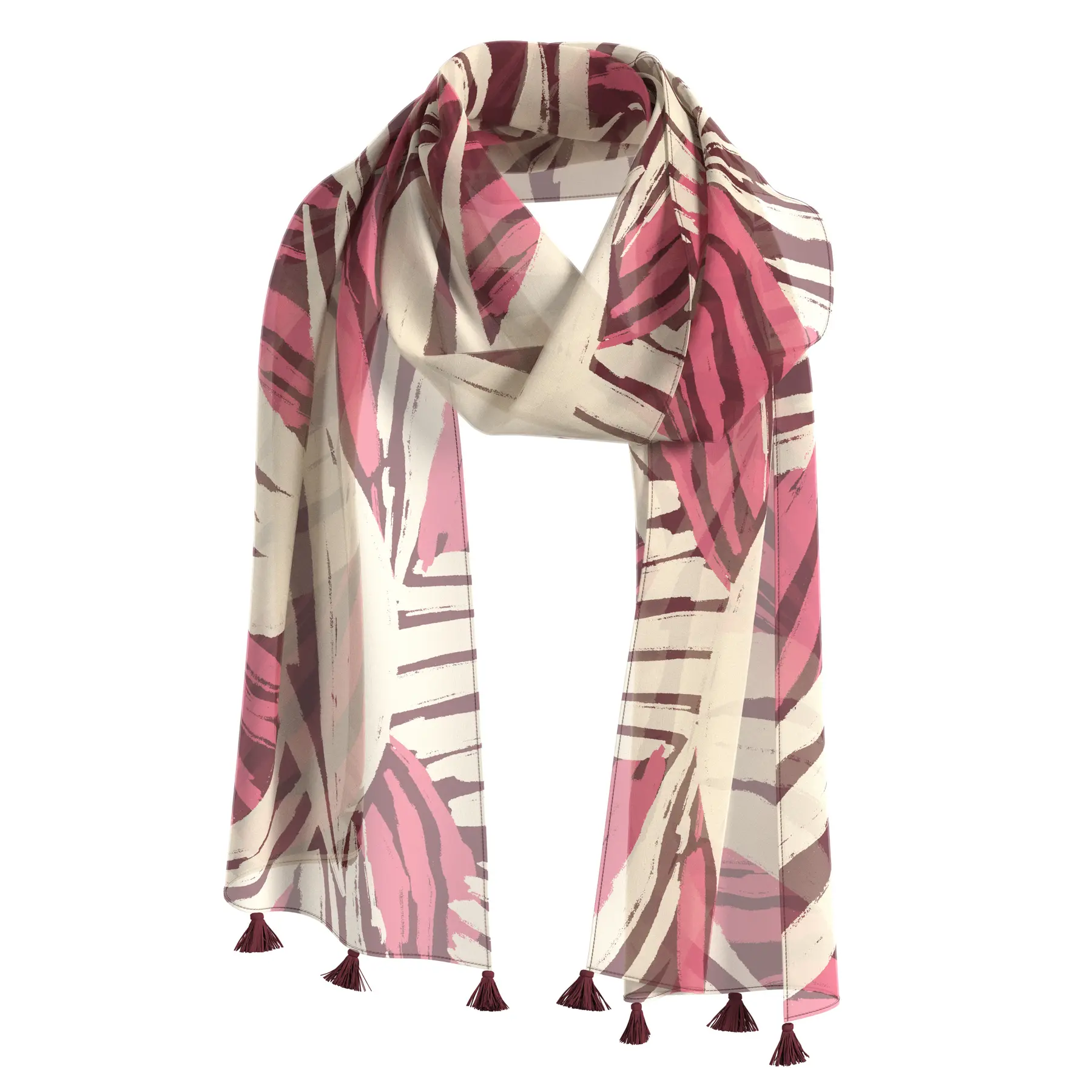 Foulard Elegante con Stampa All-Over e Pompon Donna s.Oliver