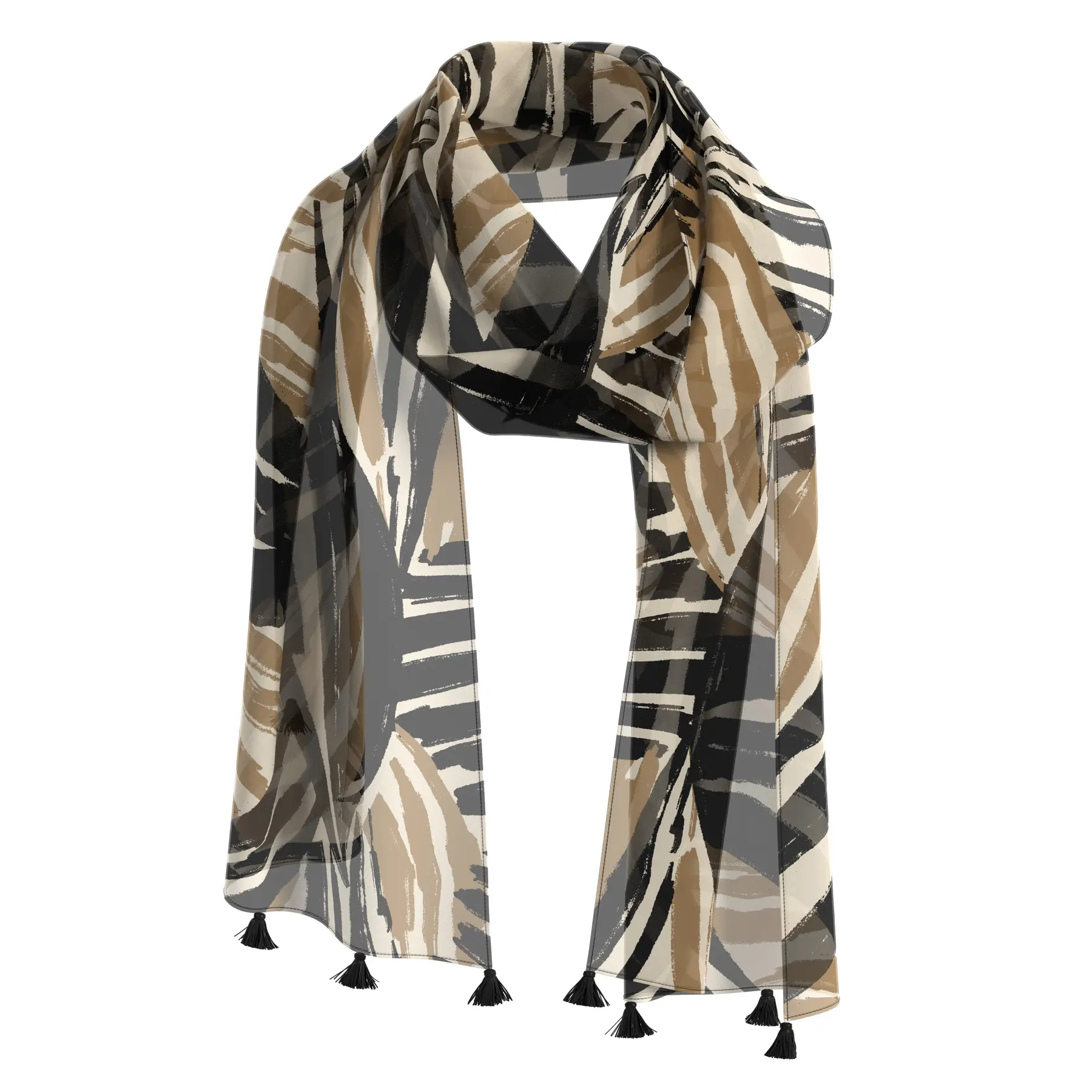Foulard Elegante con Stampa All-Over e Pompon Donna s.Oliver