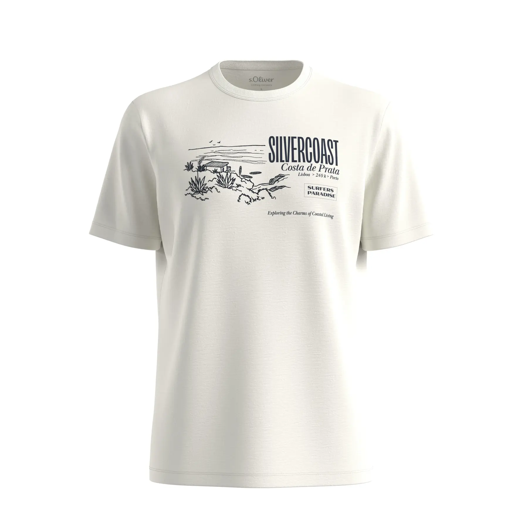 T-shirt in filo slub con stampa frontale e col rotondo s.Oliver