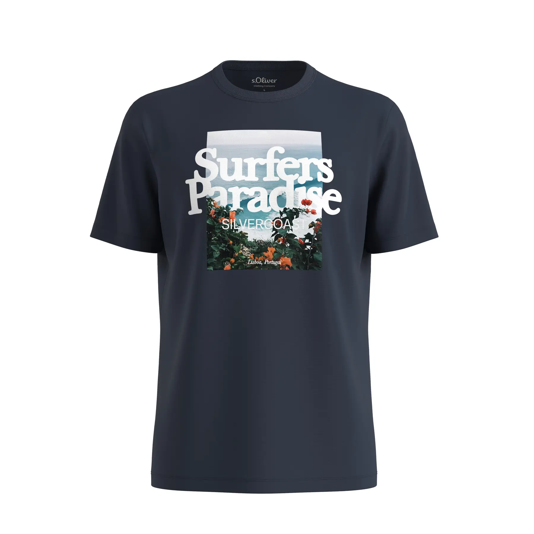 T-shirt in filo slub con stampa frontale e col rotondo s.Oliver