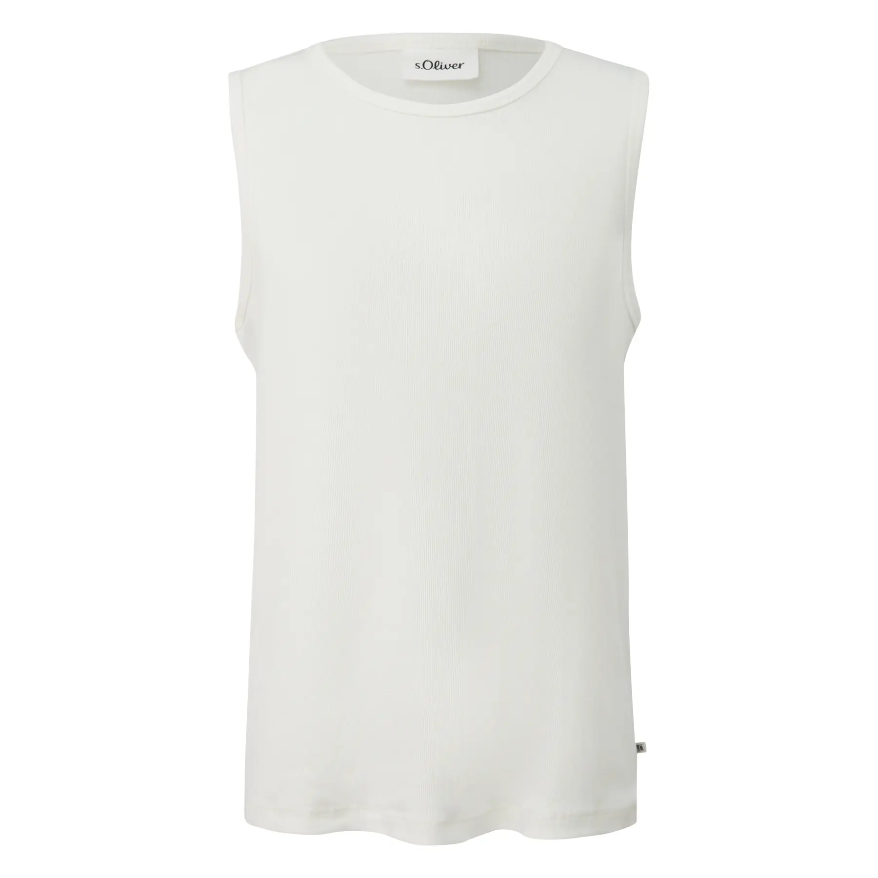 Blusa a coste in cotone misto con colletto rotondo s.Oliver