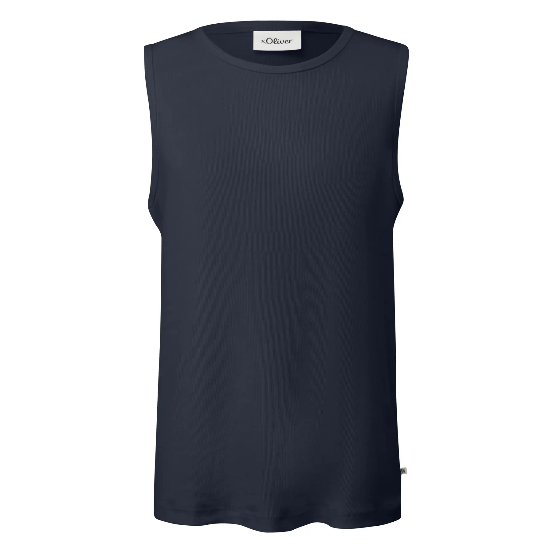 Blusa a coste in cotone misto con colletto rotondo s.Oliver