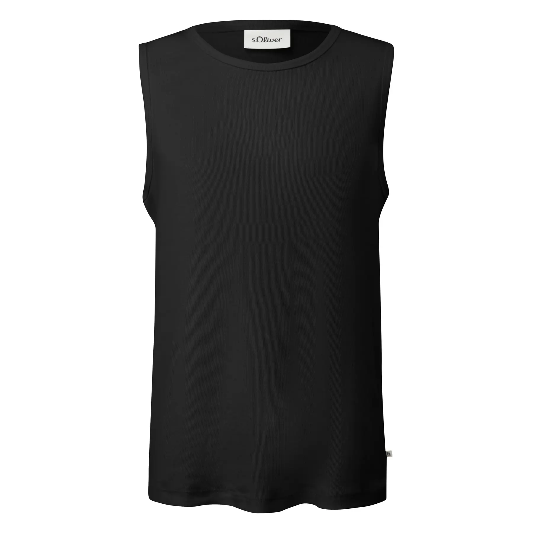 Blusa a coste in cotone misto con colletto rotondo s.Oliver
