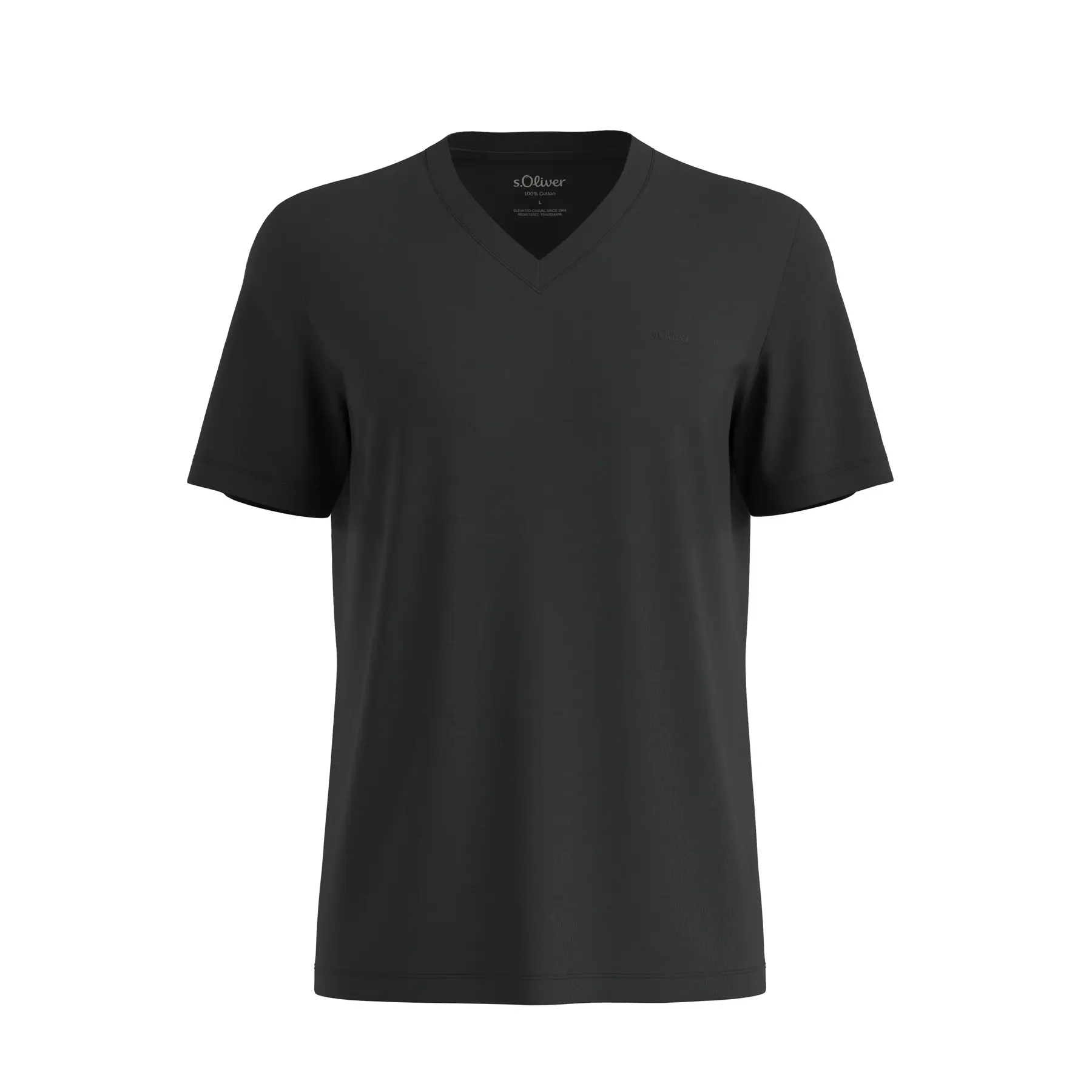 T-Shirt aus Jersey mit V-Ausschnitt und Standard-Logo-Druck s.Oliver