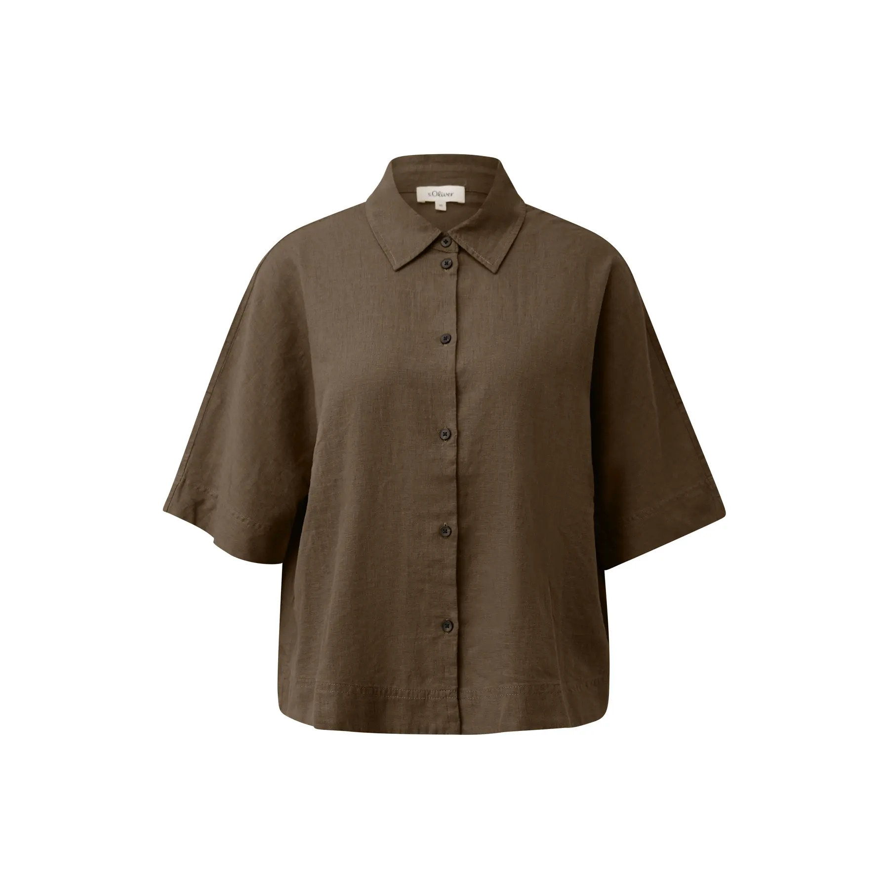 Blouse fluide à manches courtes en lin mélangé avec col chemise femme s.Oliver Blouse fluide à manches courtes en lin mélangé avec col chemise femme s.Oliver