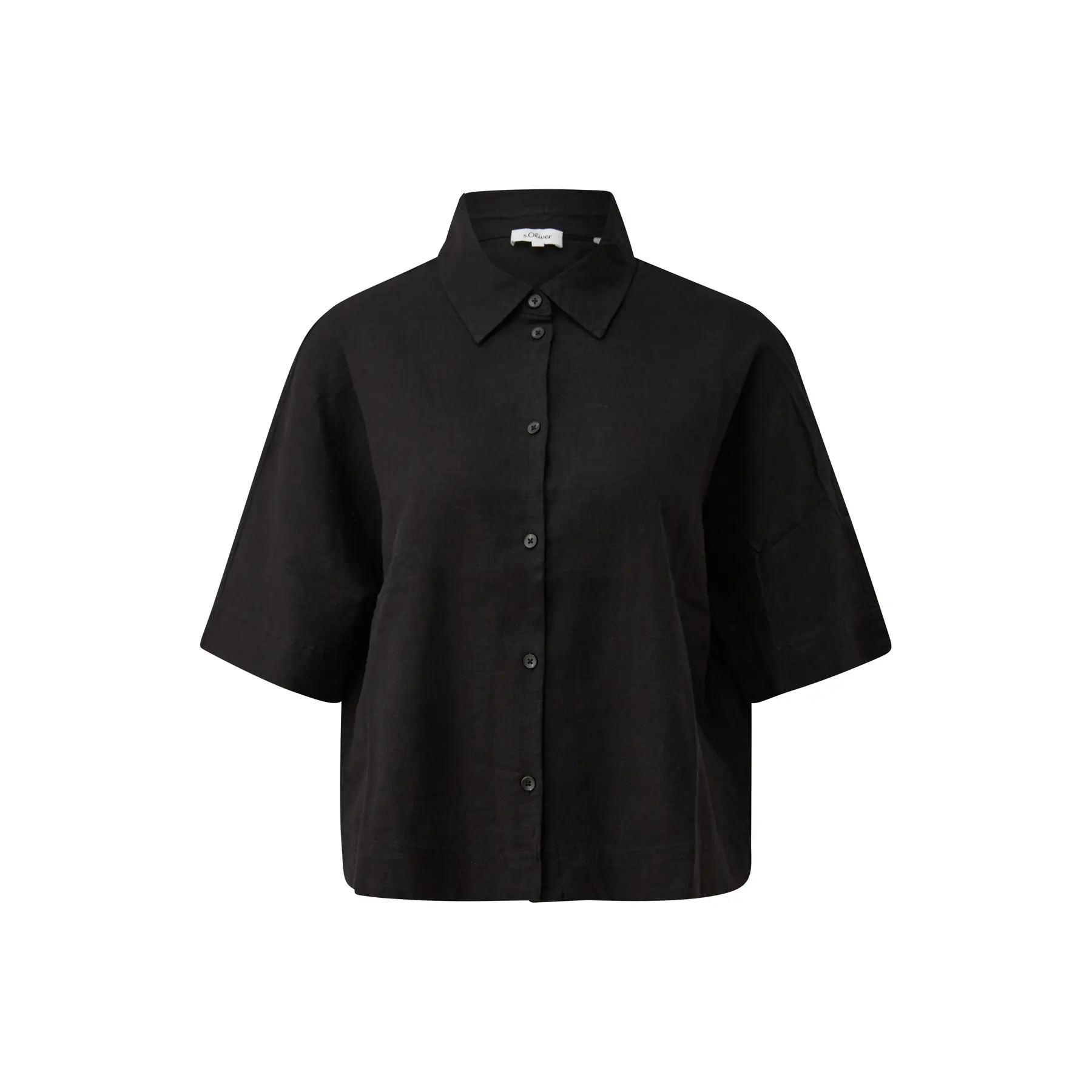 Blouse fluide à manches courtes en lin mélangé avec col chemise femme s.Oliver Blouse fluide à manches courtes en lin mélangé avec col chemise femme s.Oliver