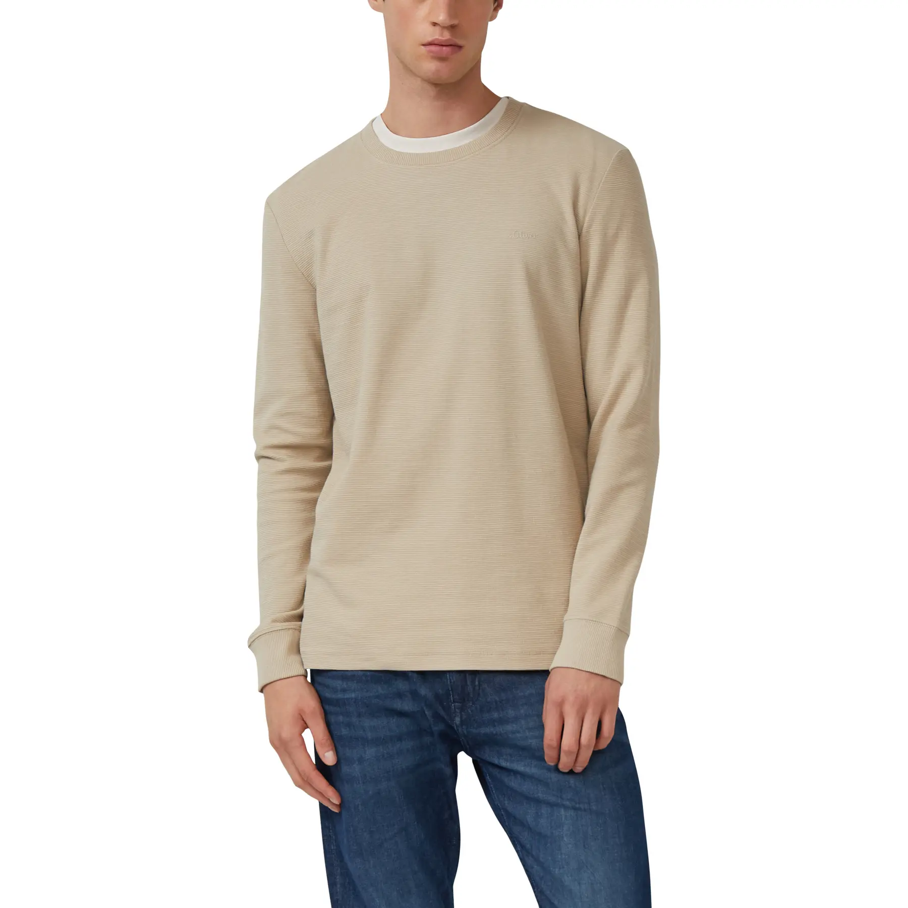 T-shirt Regular Fit con patch logo e texture s.Oliver
