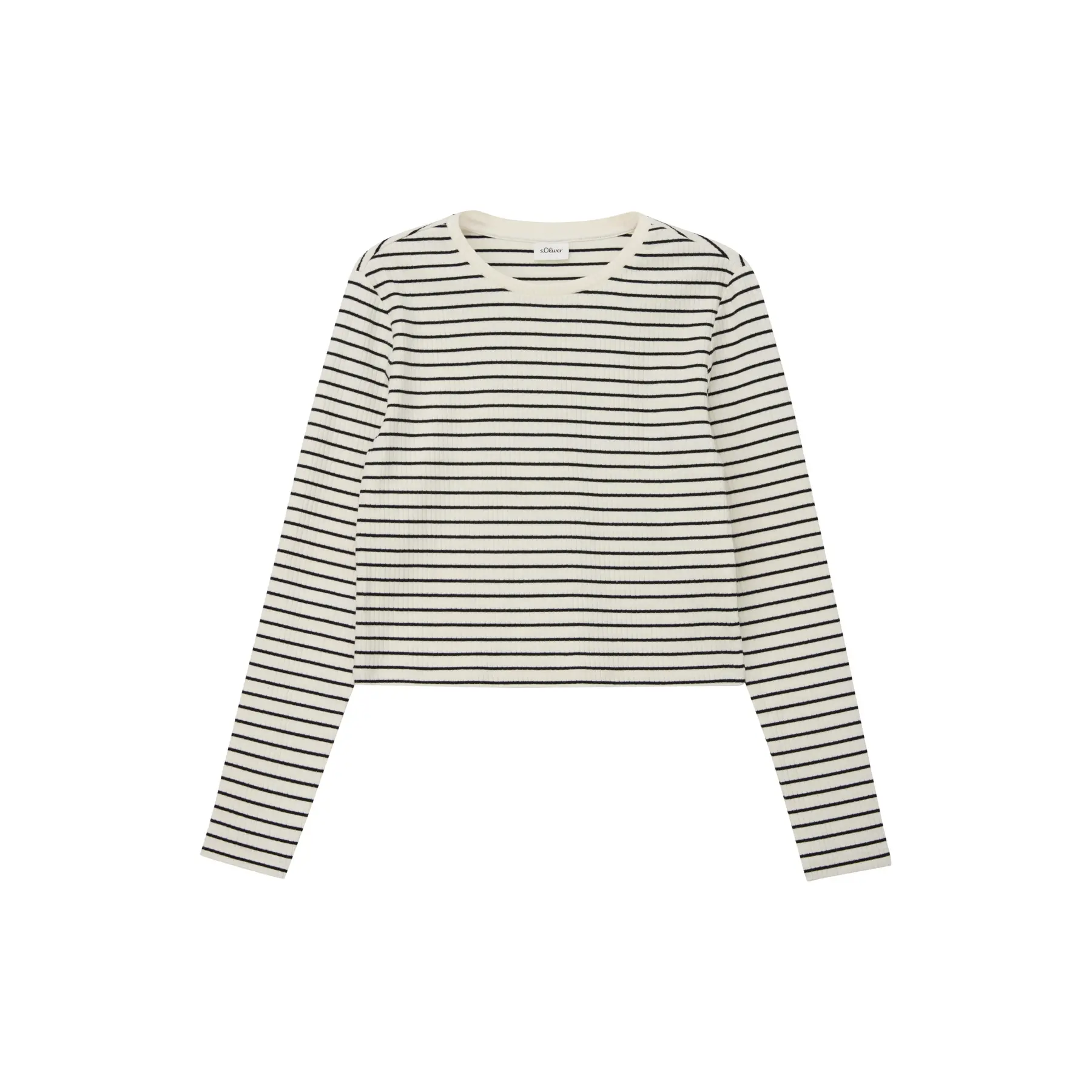 s.Oliver - female - Cropped longsleeve in slim fit met geribbelde structuur