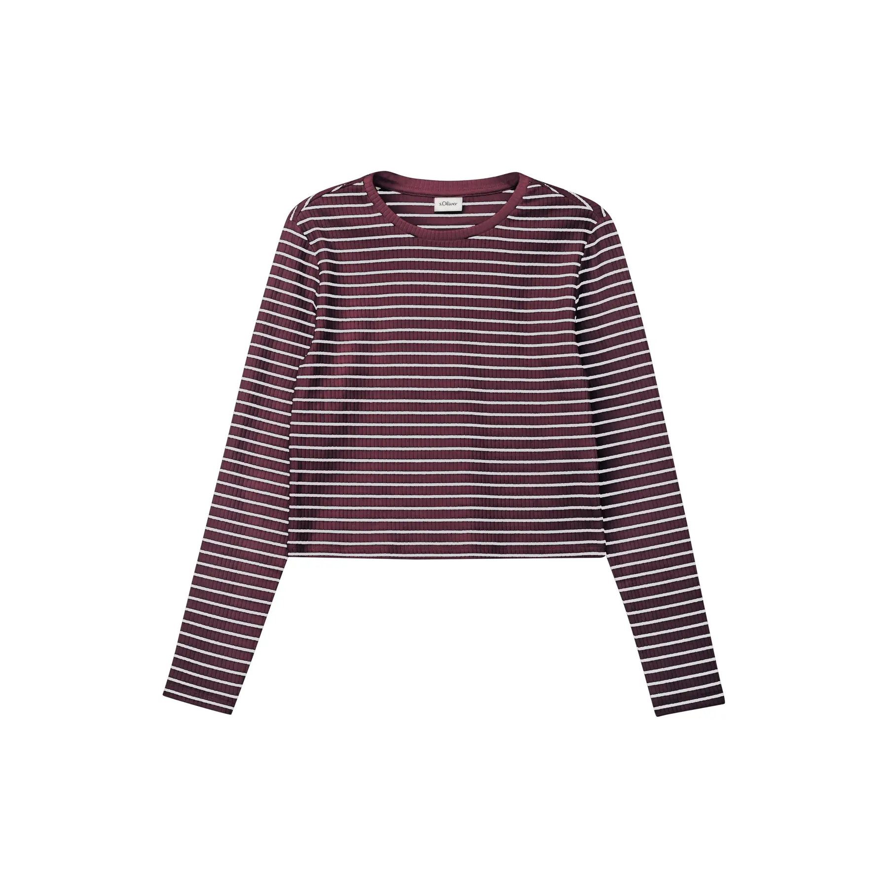 s.Oliver - female - Cropped longsleeve in slim fit met geribbelde structuur