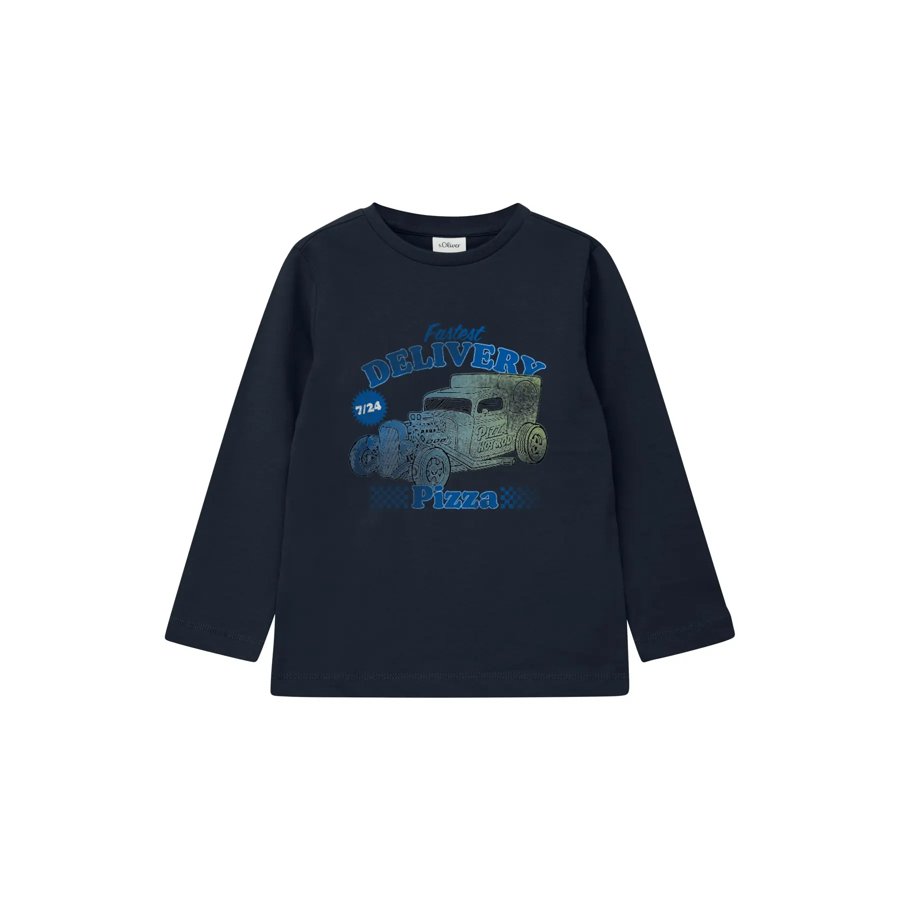 T-shirt kind s.Oliver à manches longues uni ou rayé avec imprimé devant ou broderie