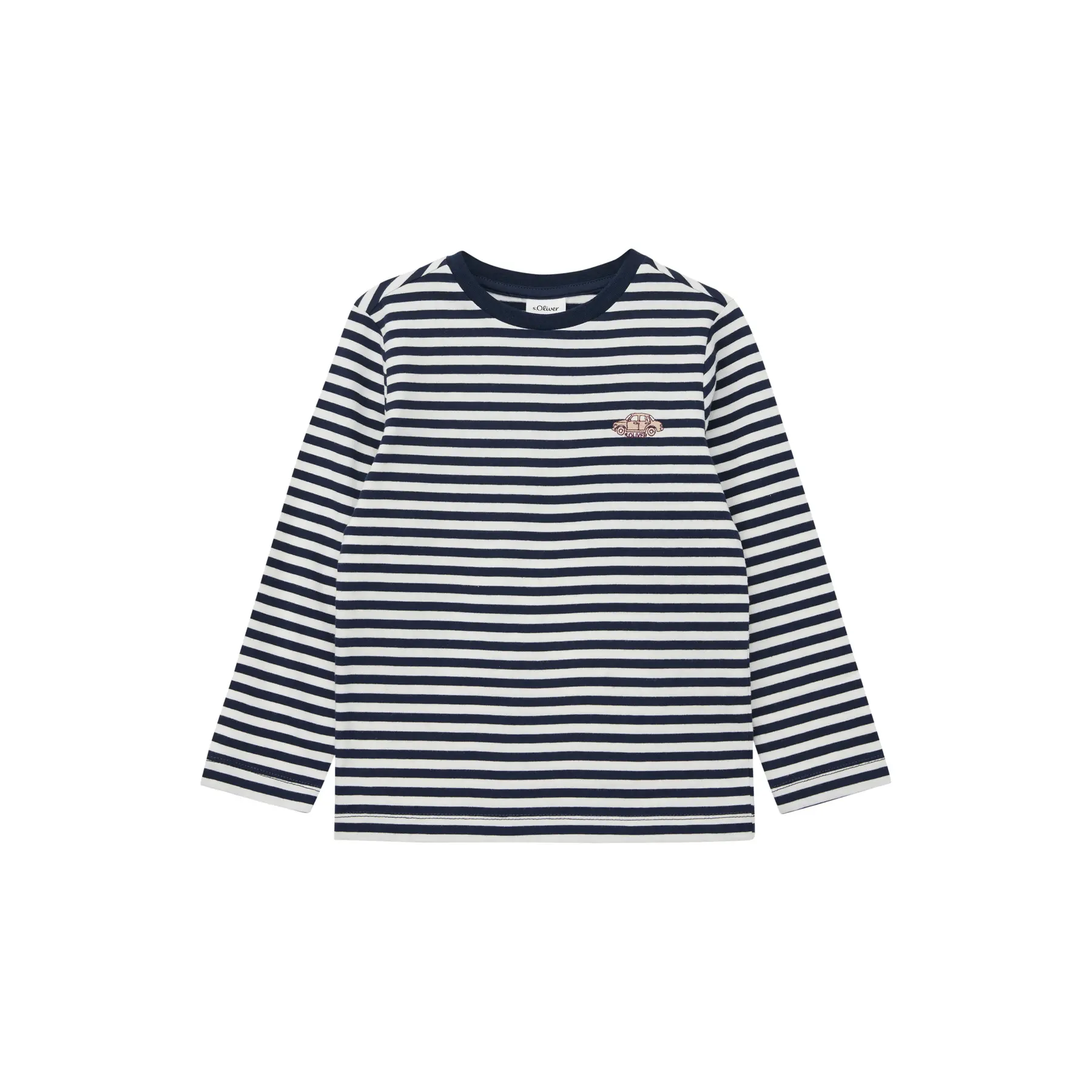 T-shirt kind s.Oliver à manches longues uni ou rayé avec imprimé devant ou broderie