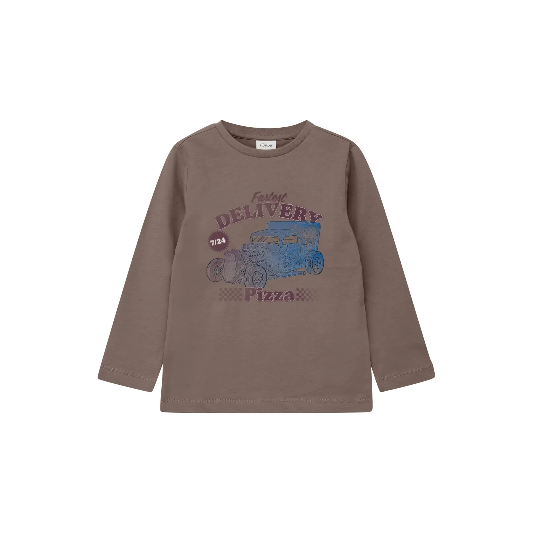 T-shirt kind s.Oliver à manches longues uni ou rayé avec imprimé devant ou broderie