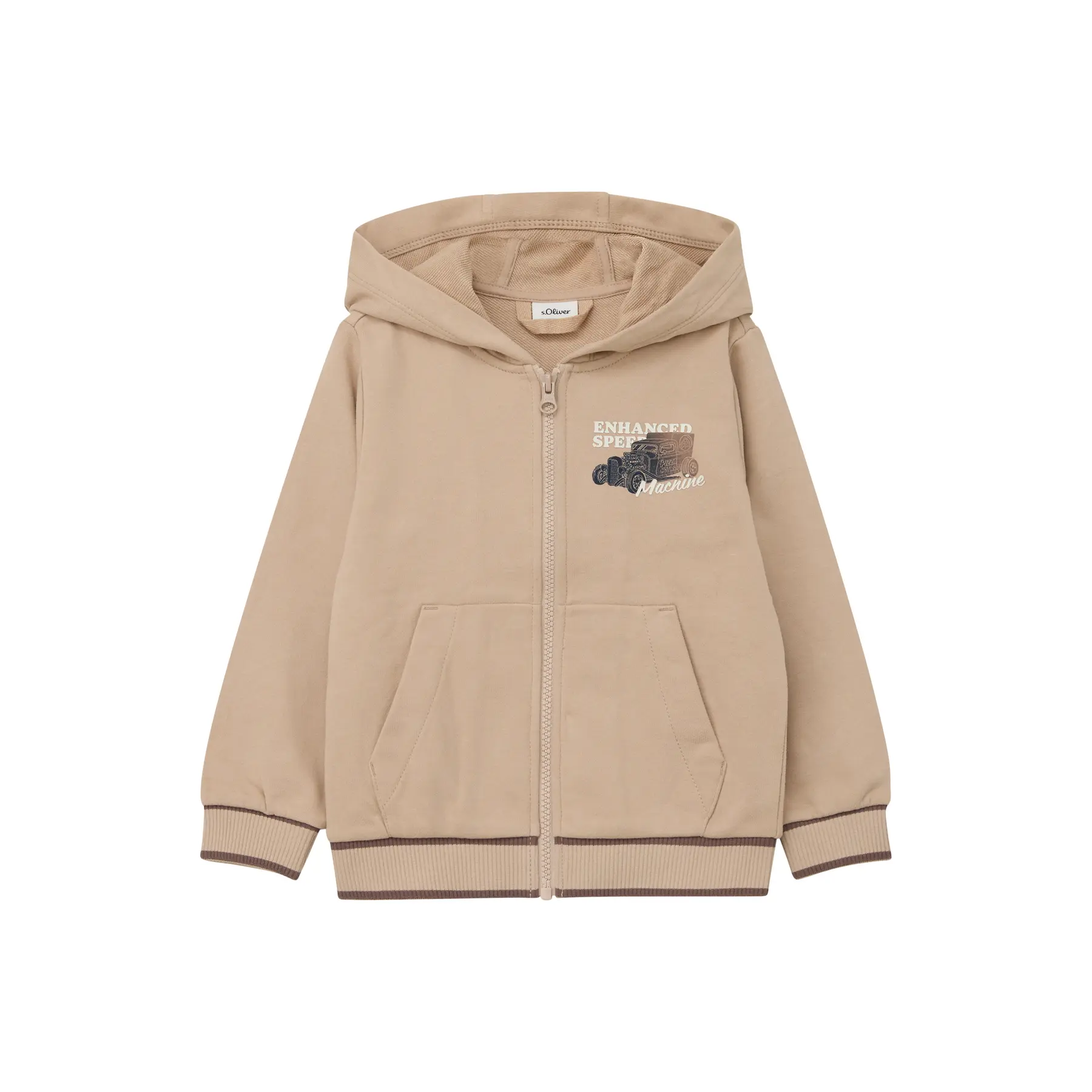 Gevoerde hoodie met reliëfprint en contrasterende details kind s.Oliver
