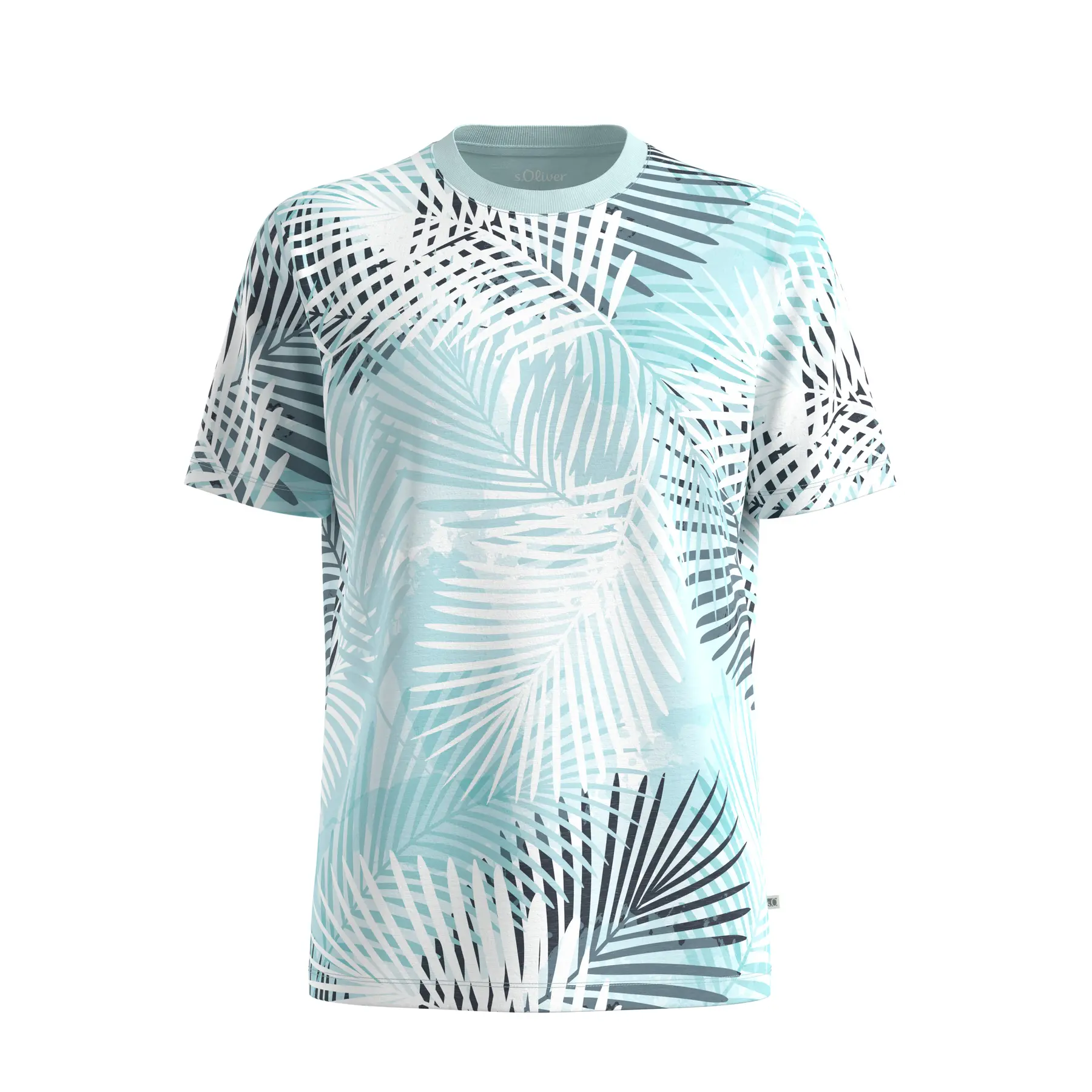 Texturiertes T-Shirt aus meliertem Garn mit Allover-Druck s.Oliver