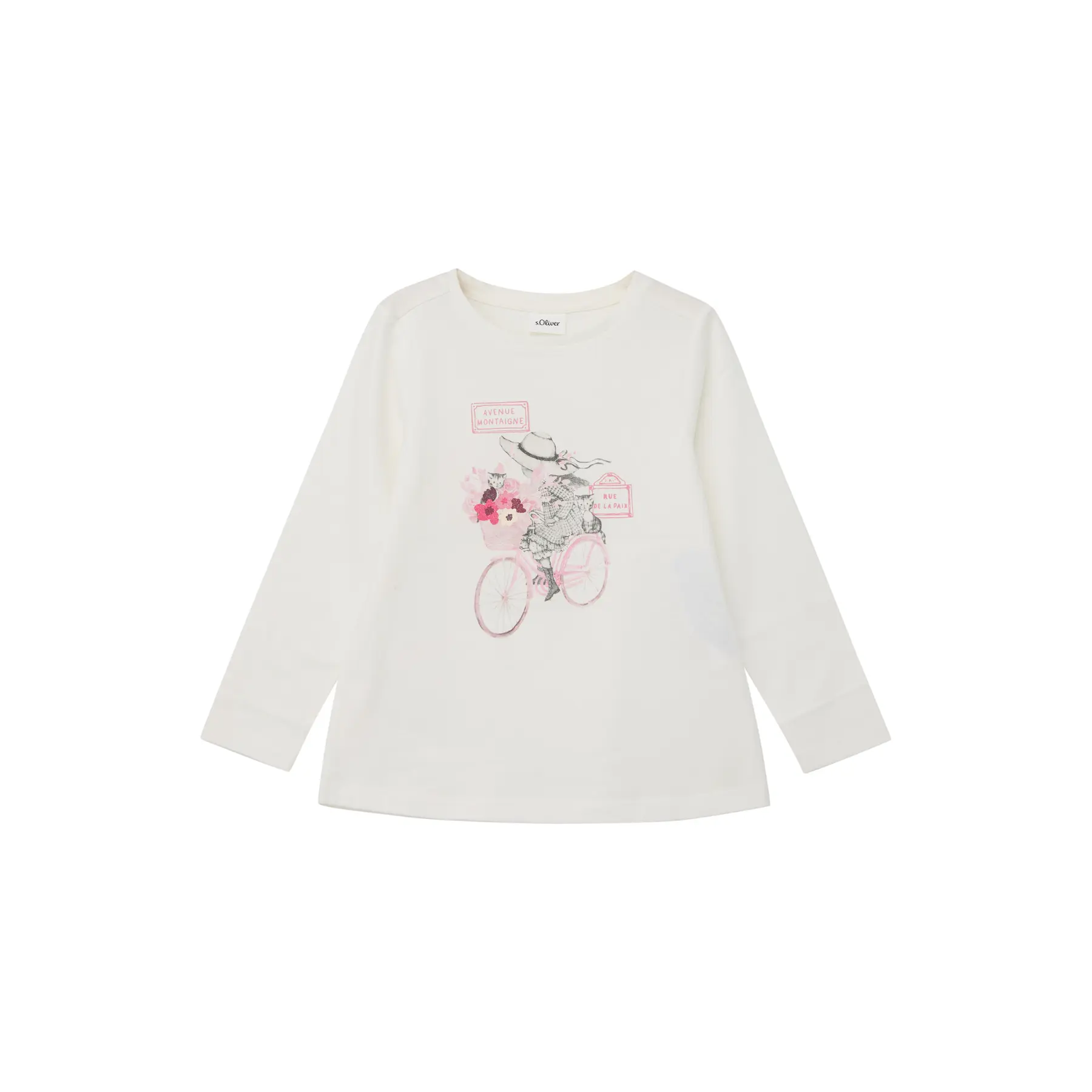 T-shirt a manica corta reversibile a forma A con stampa fotografica e stampa glitterata per ragazza s.Oliver