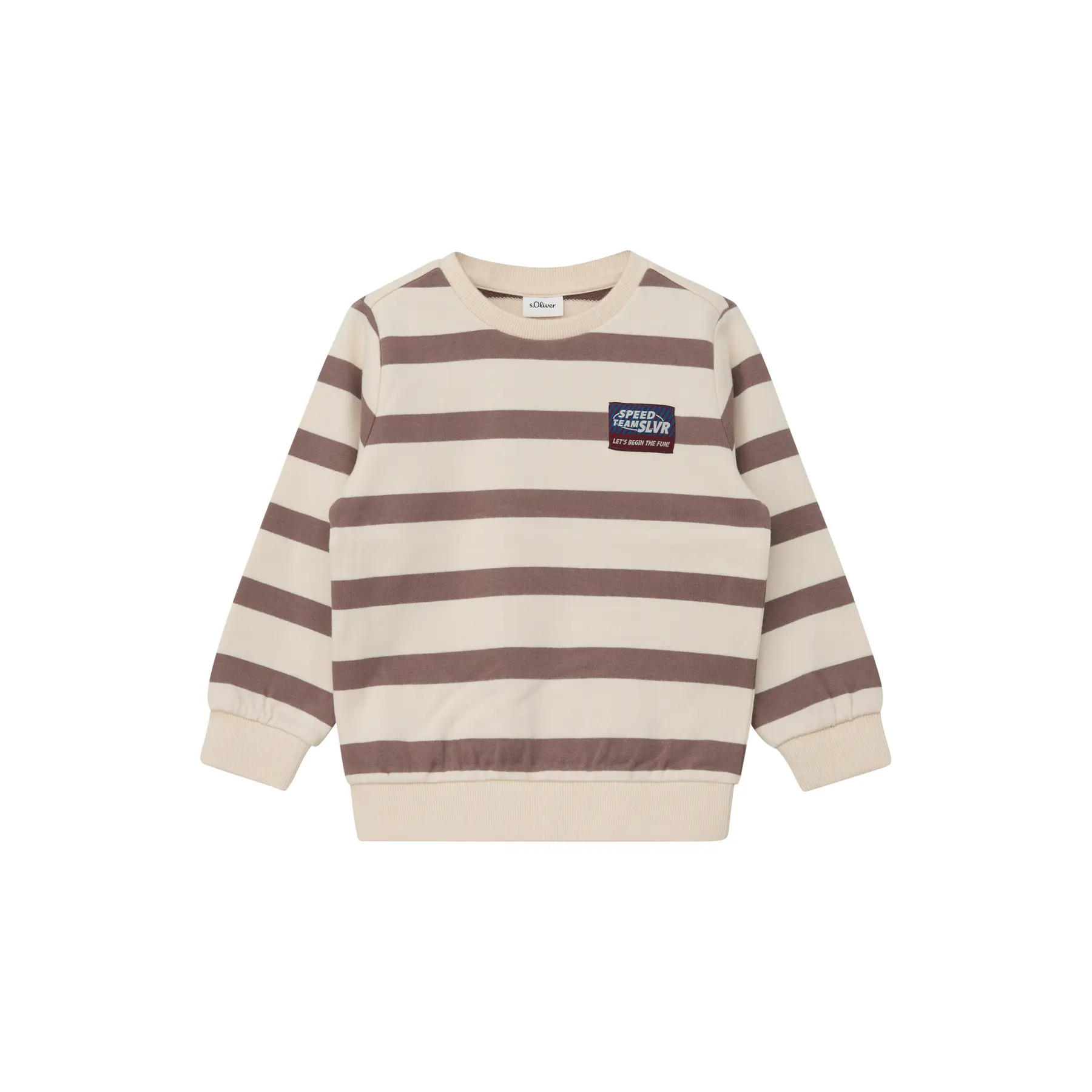 s.Oliver - male - Gestreepte sweater met geribde boorden en een kleine patch