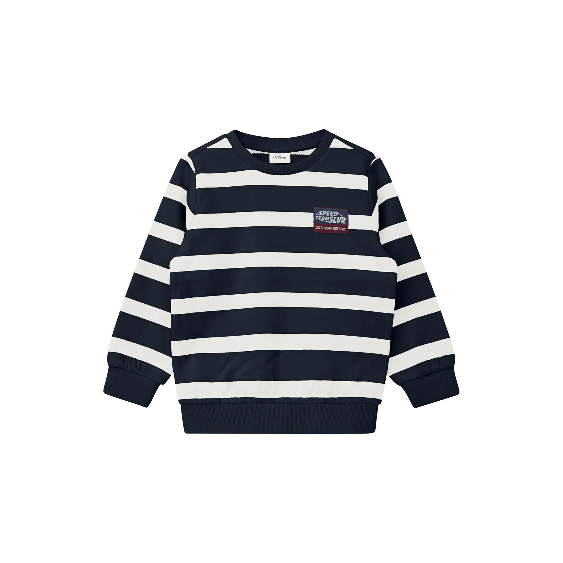 s.Oliver - male - Gestreepte sweater met geribde boorden en een kleine patch