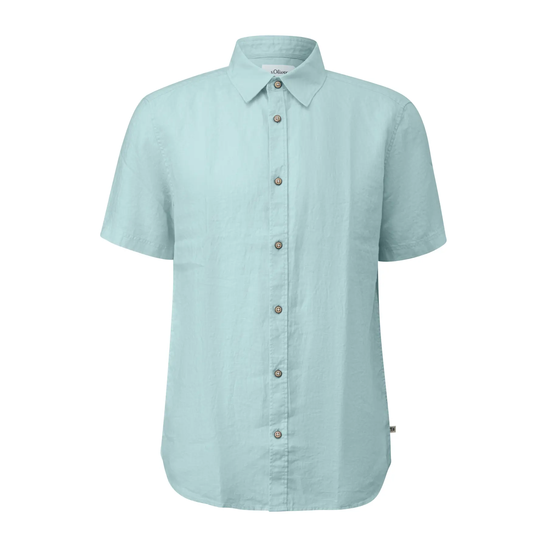 Leichte klassische Leinenbluse mit italienischem Kragen und abgerundetem Saum s.Oliver
